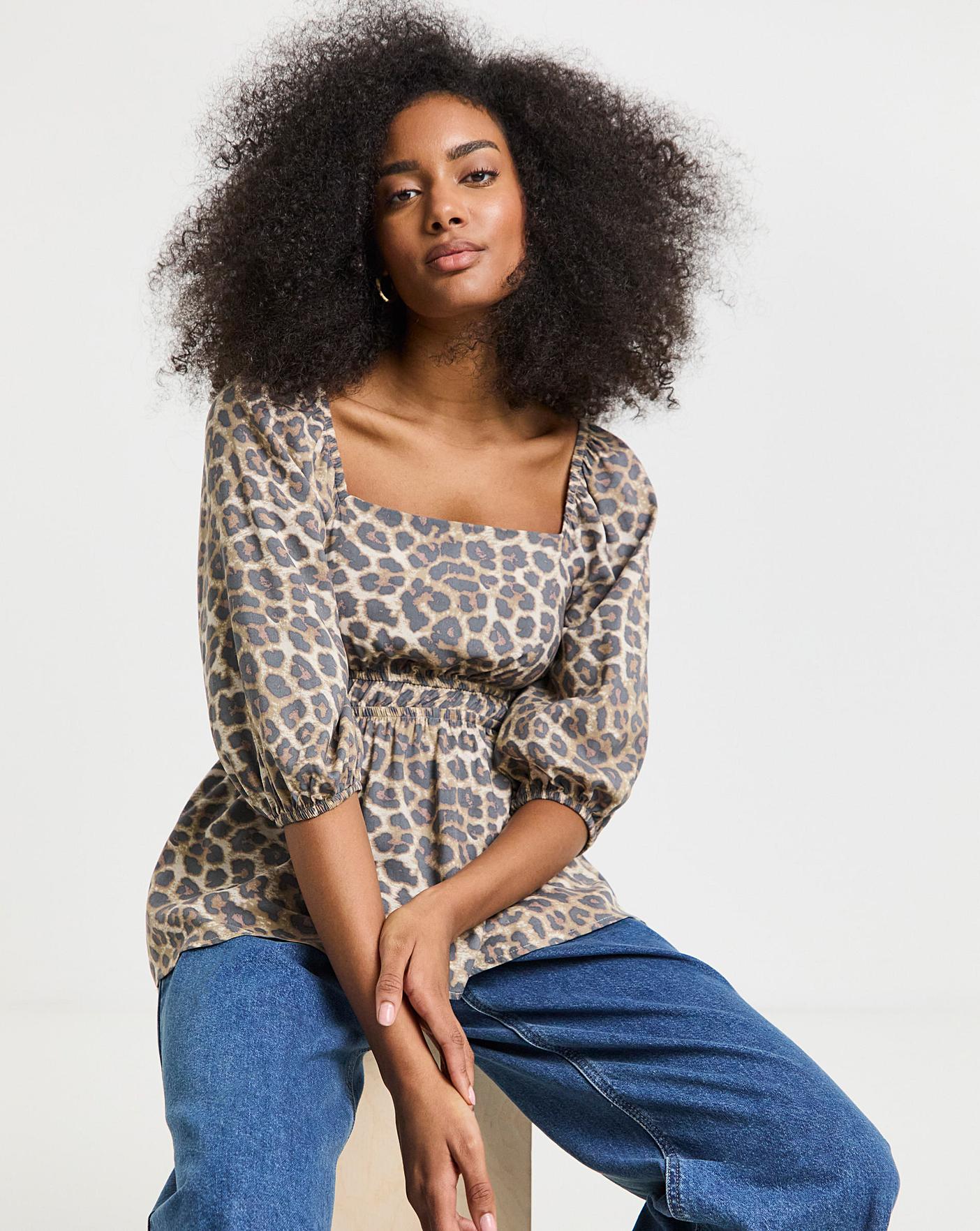 LOHEN⭐︎SQUARE NECK BLOUSE Simply Be Leopard Square Neck Blouse | Simply Be