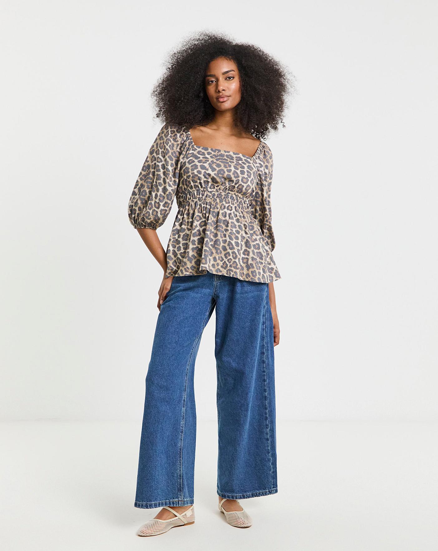 LOHEN⭐︎SQUARE NECK BLOUSE Simply Be Leopard Square Neck Blouse | Simply Be