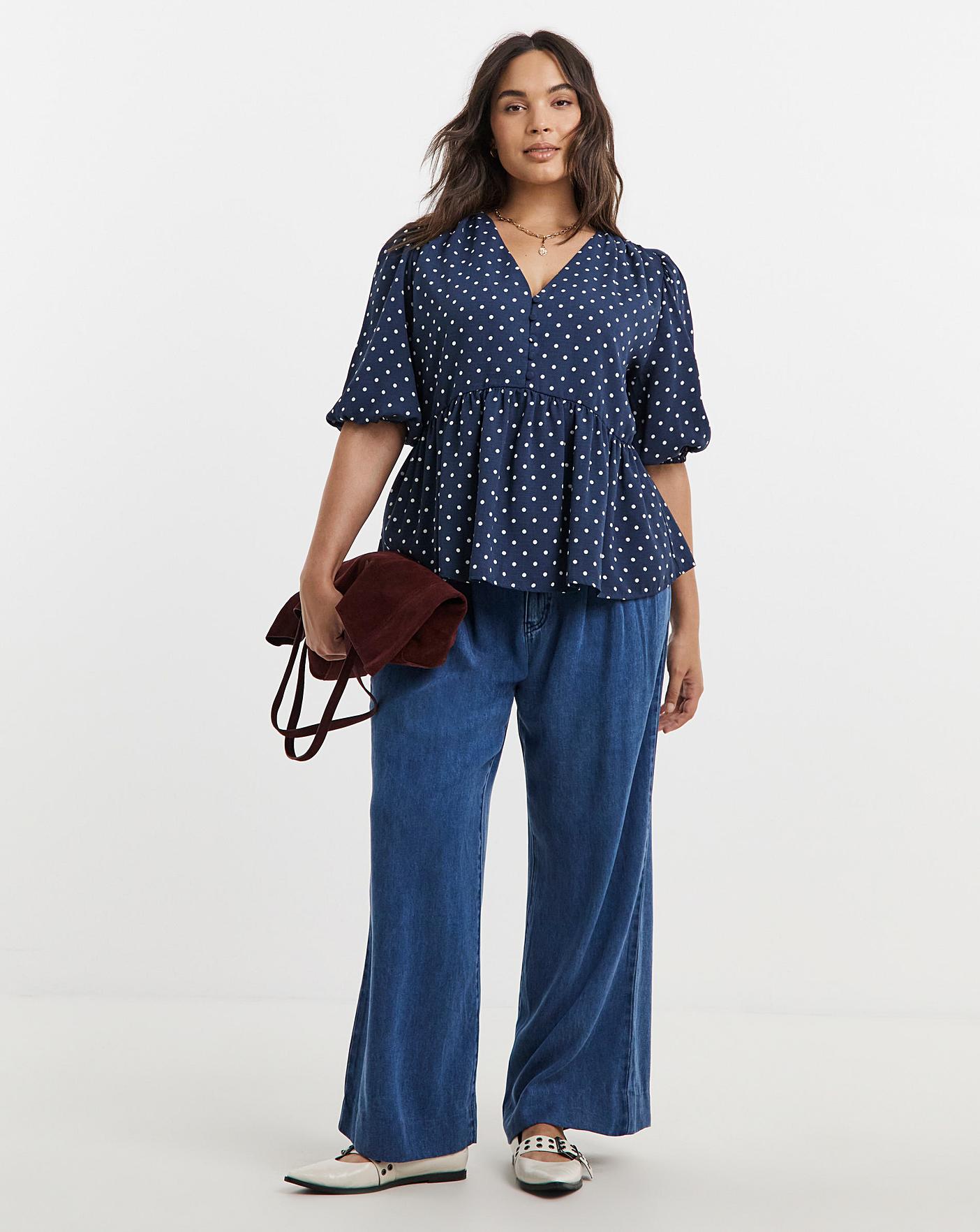 Button Through Peplum Blouse | Oxendales