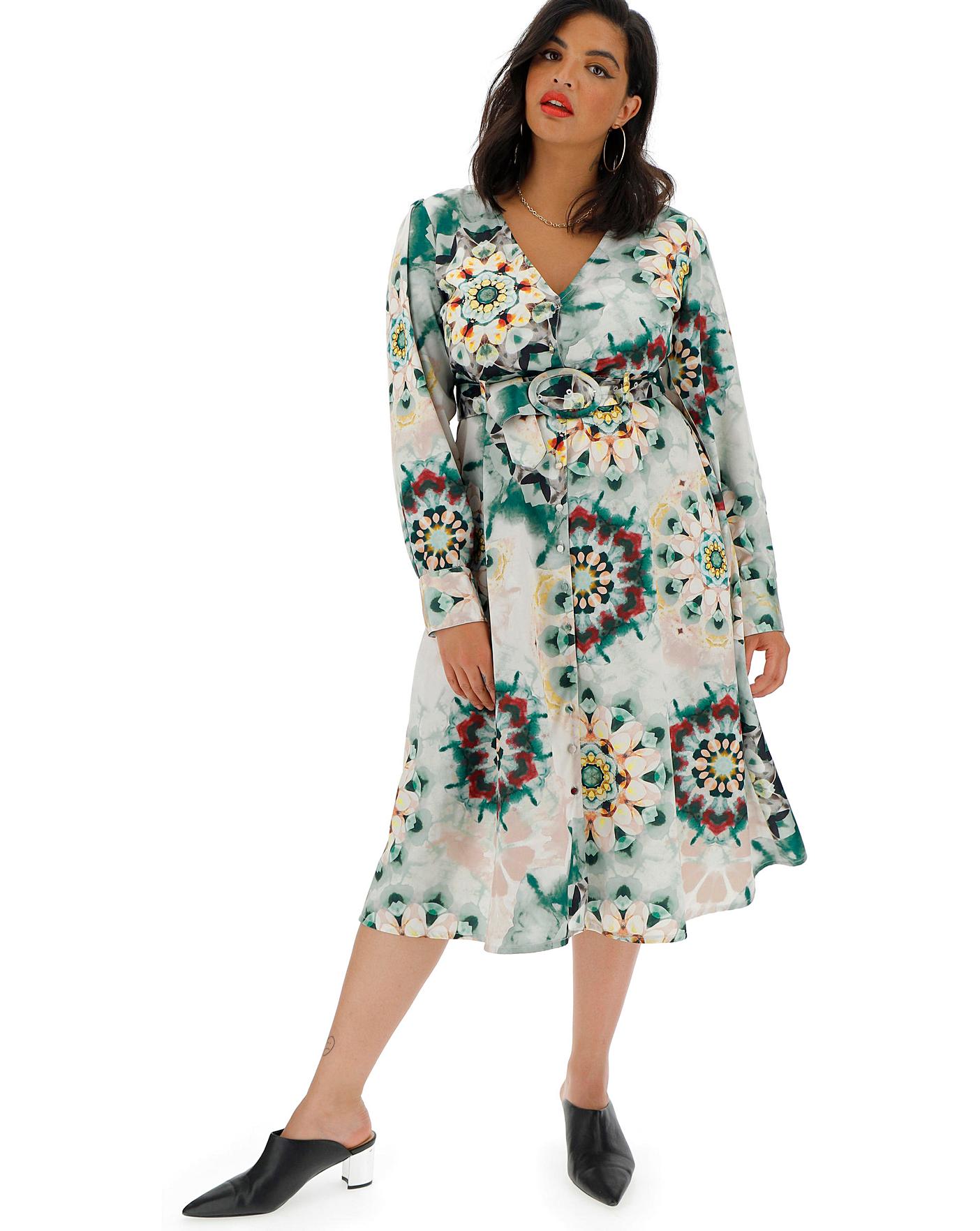 Neon Rose Tie Dye Midi Dress | Fashion World