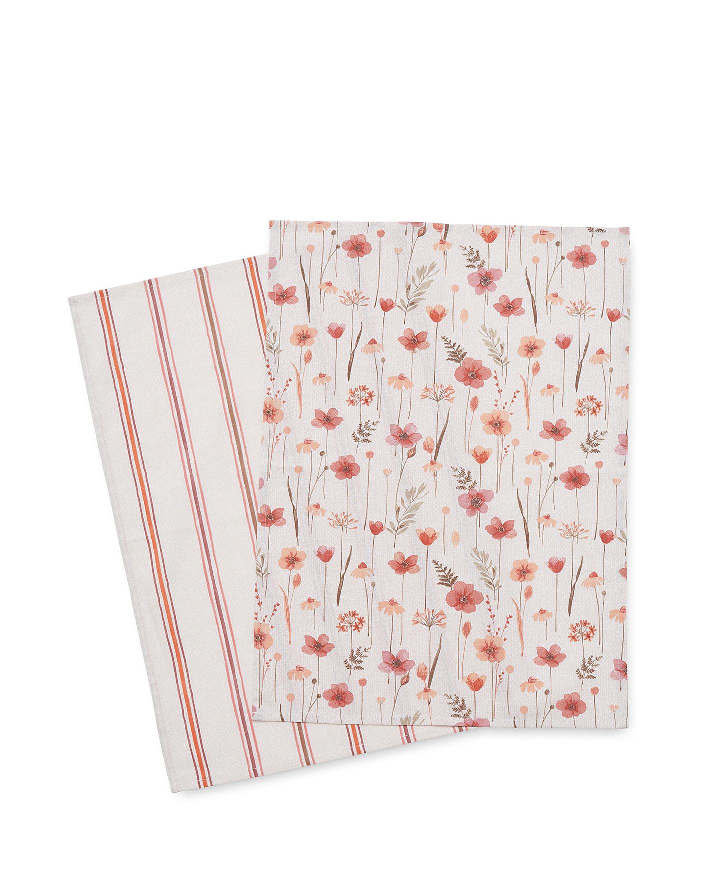 Catherine Lansfield Flowers Tea Towels | Home Essentials