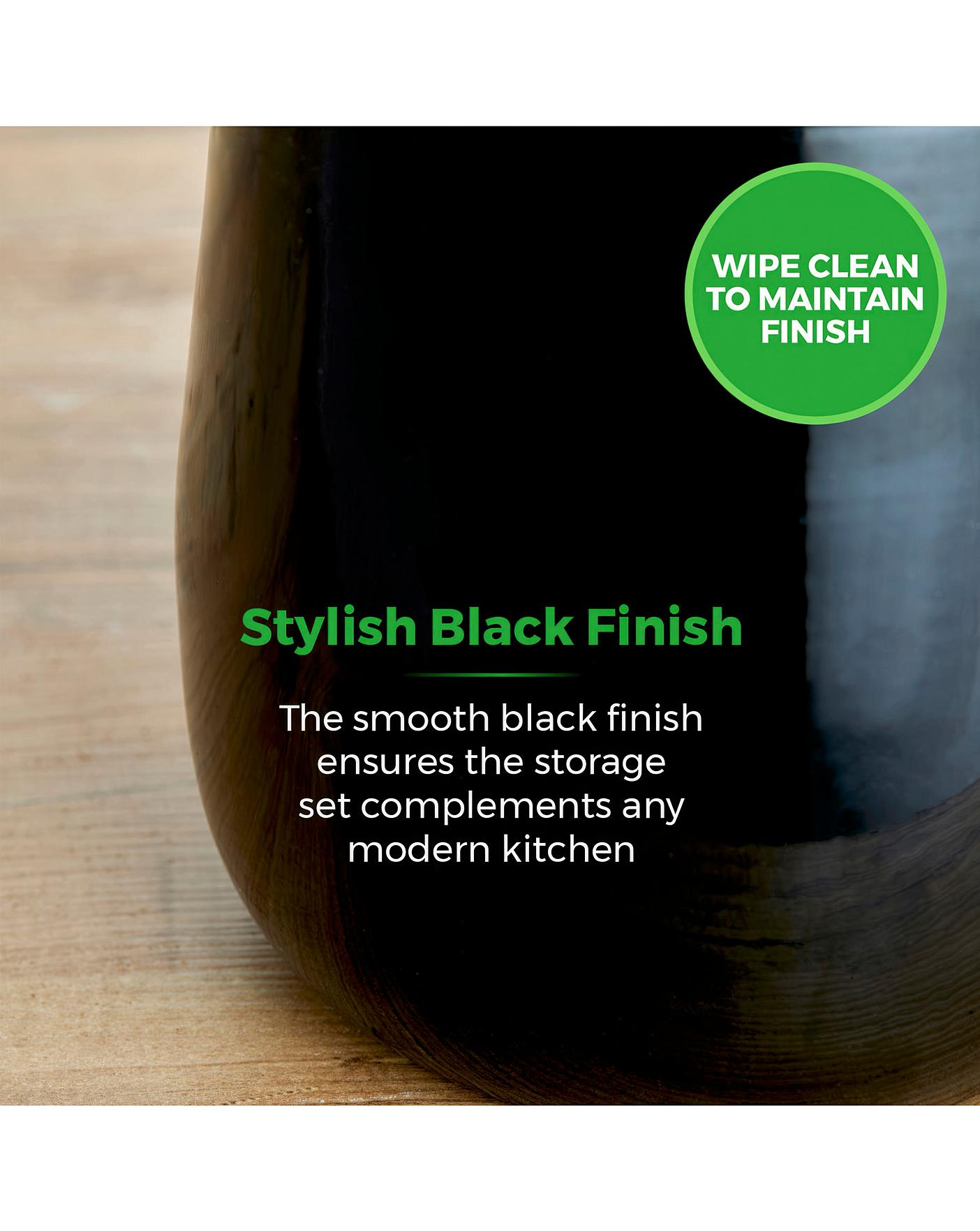 Tower 5 Piece Storage Set Black Fashion World