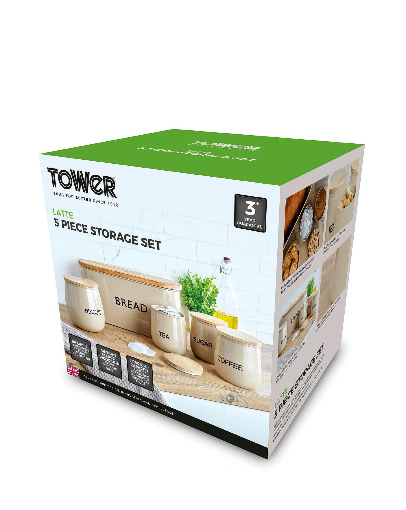 Tower 5 Piece Storage Set Latte Home Essentials