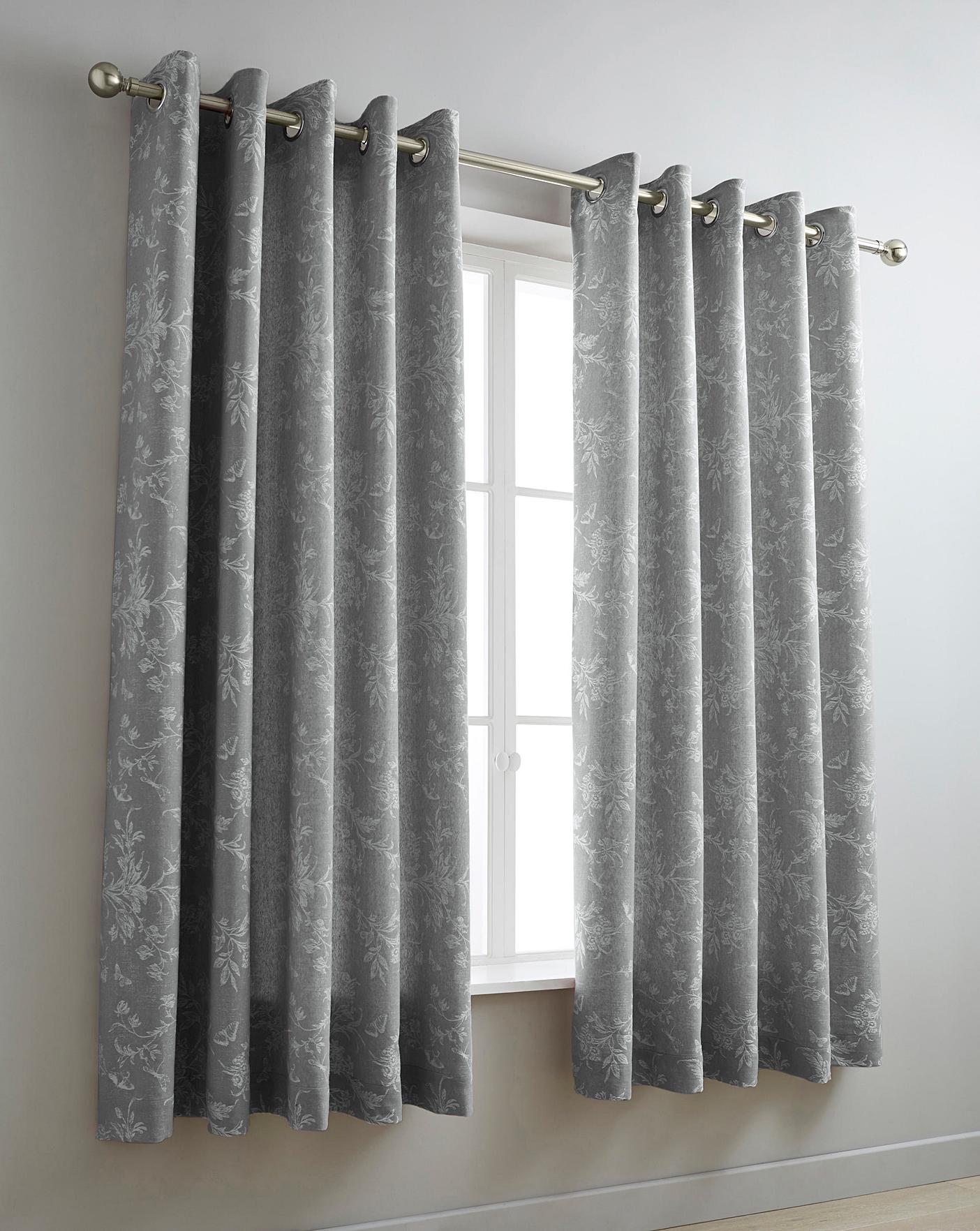 Sophia Jacquard Grey Eyelet Curtains Premier Man
