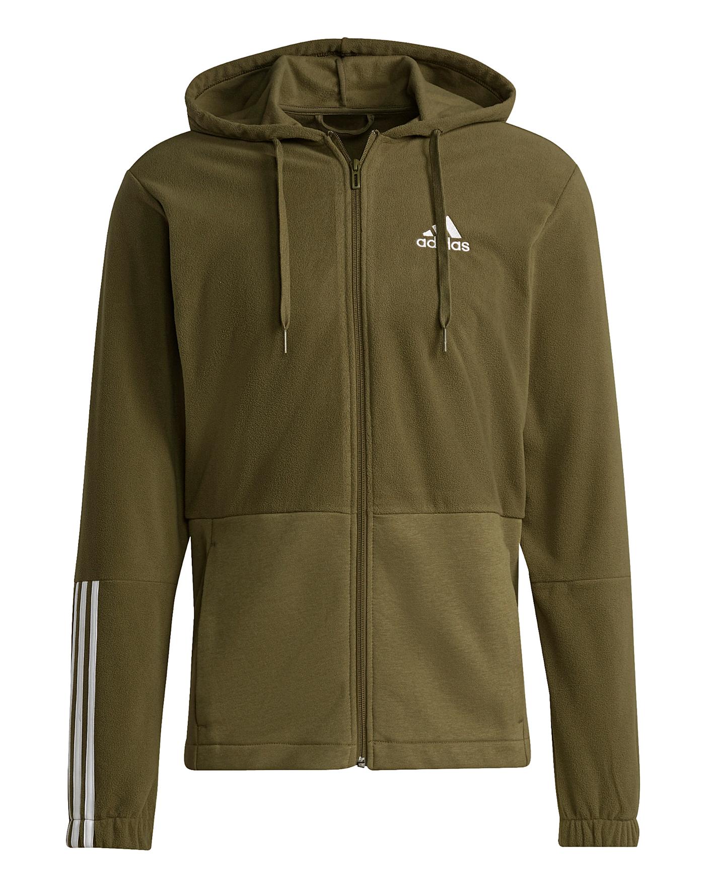 Adidas three stripe zip clearance hoodie