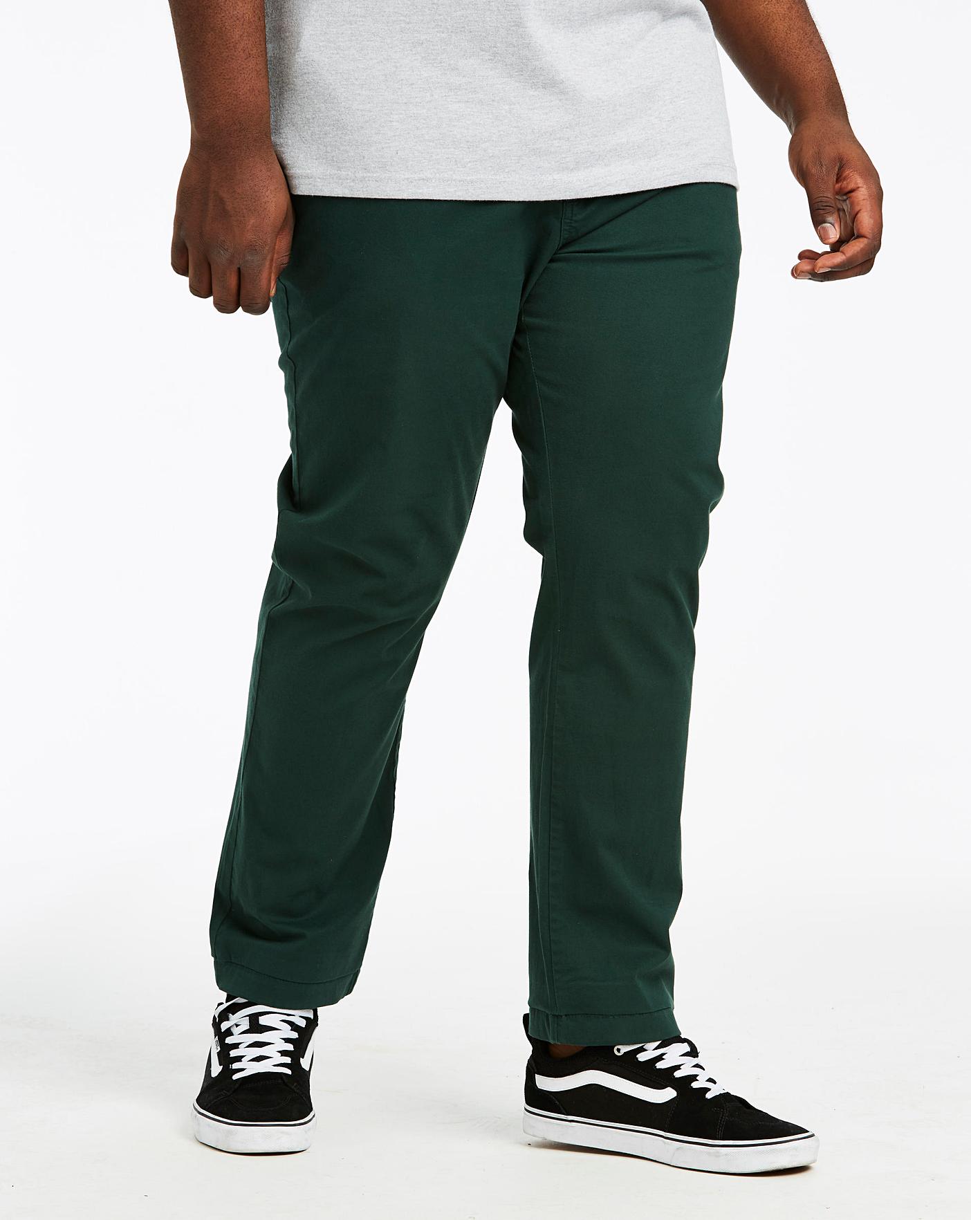 Forest Green Stretch Chinos 33in Jacamo