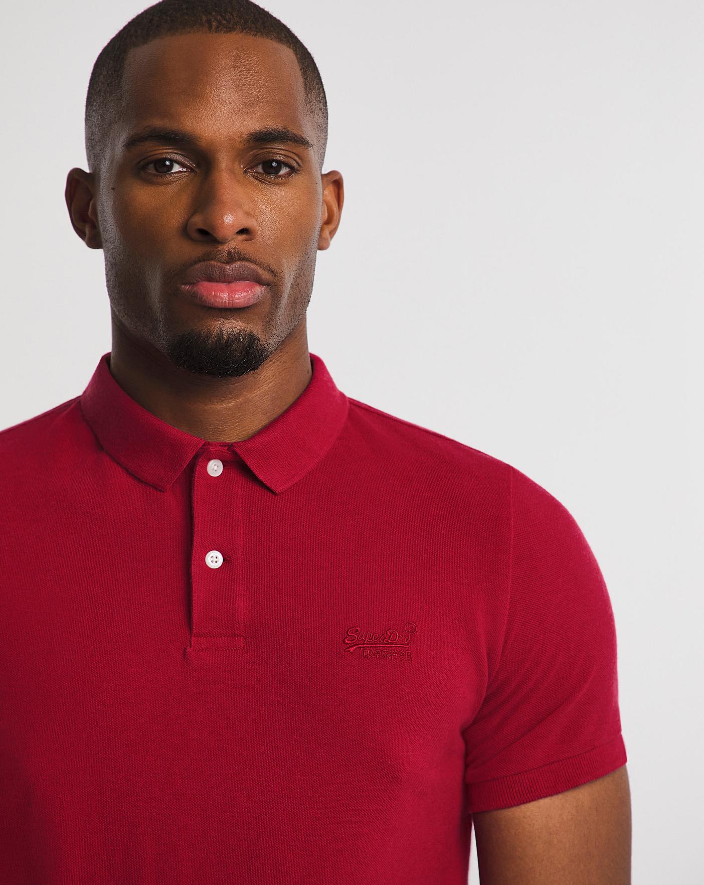 Superdry Hiker Red Marl Classic Short Sleeve Pique Polo