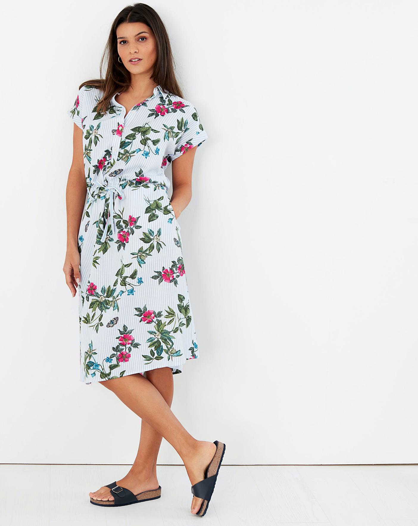 Joules Linen Blend Botanical Print Dress | J D Williams