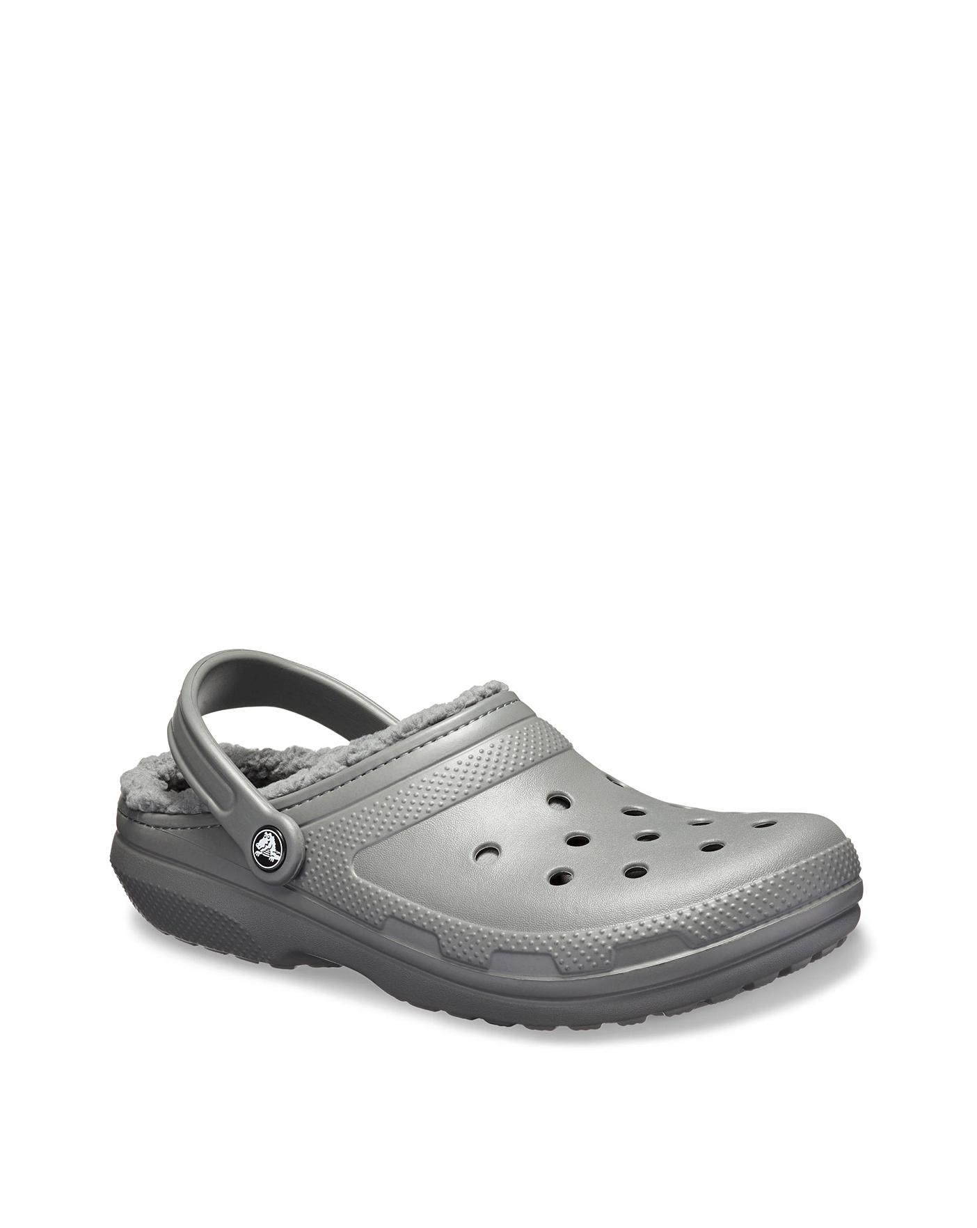 Fuzzy crocs store grey