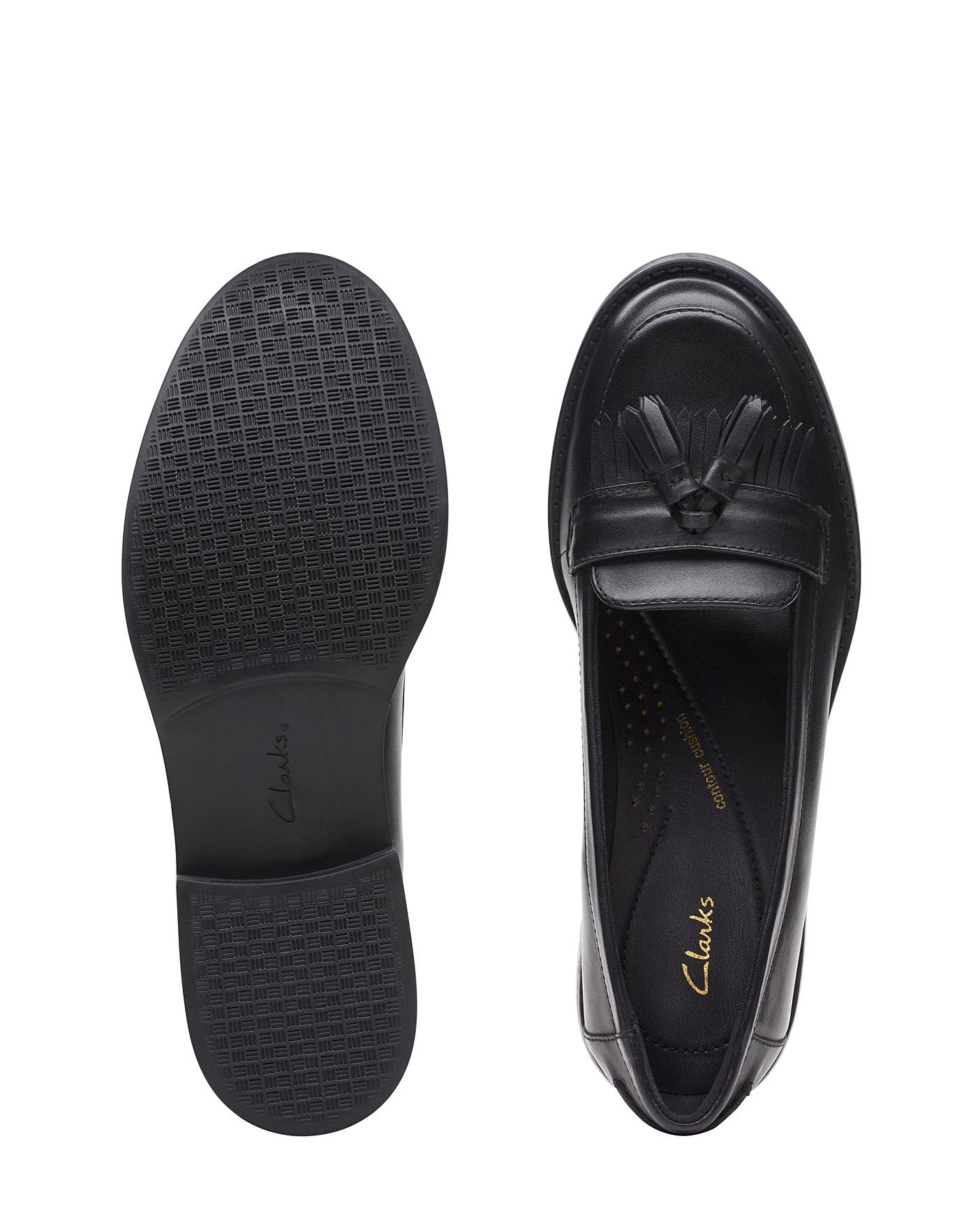 Clarks ladies outlet black loafers