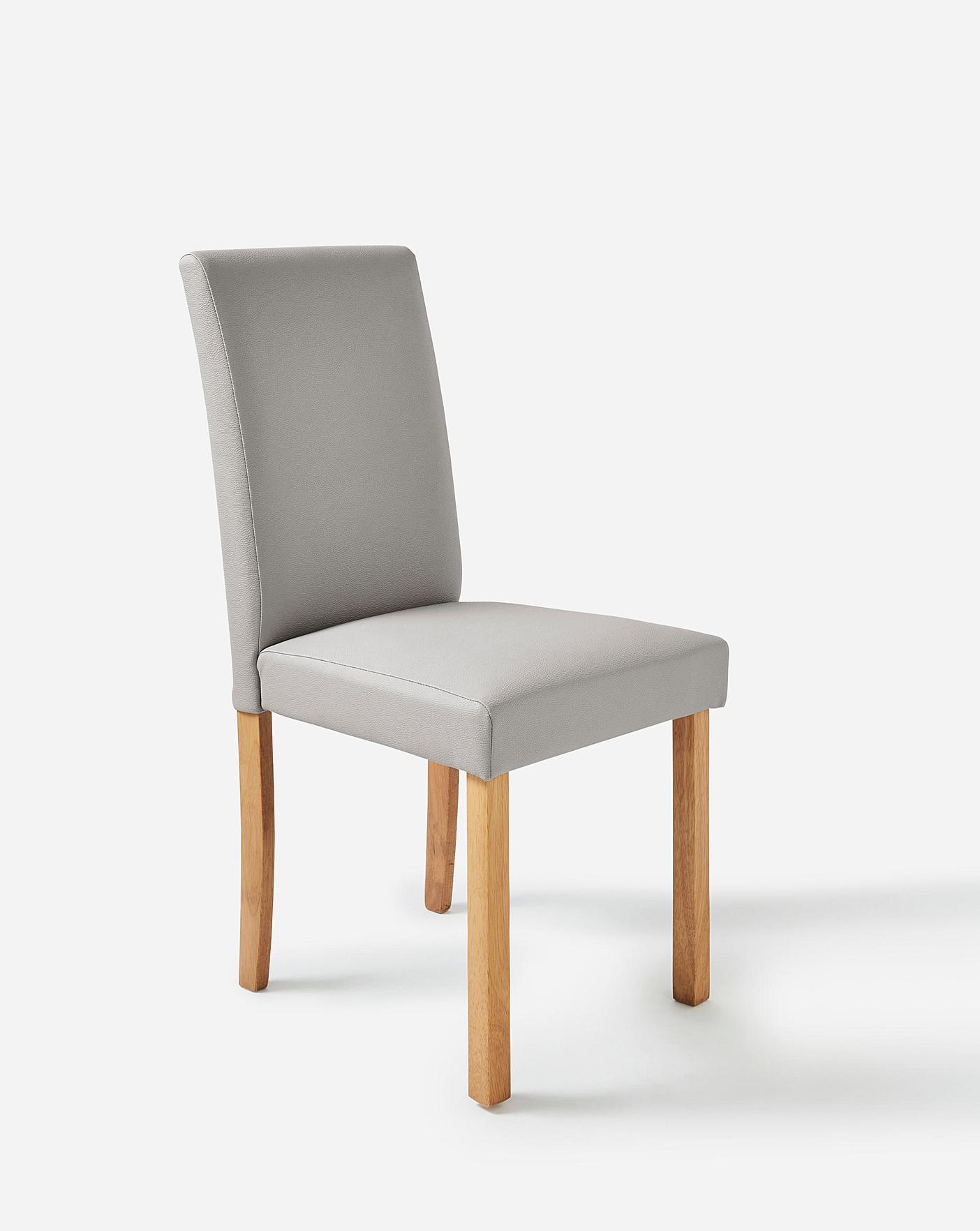 Grey leather dining chairs online with oak legs