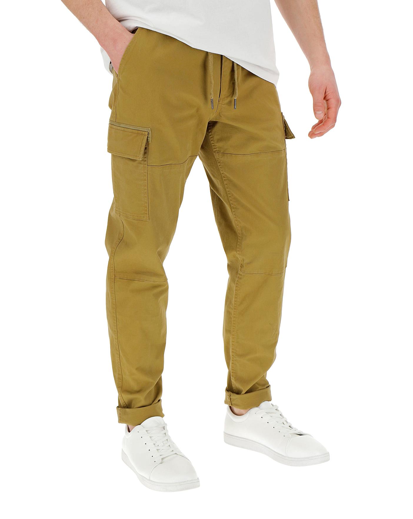 Brown Elasticated Cargo Trousers 31in | Jacamo