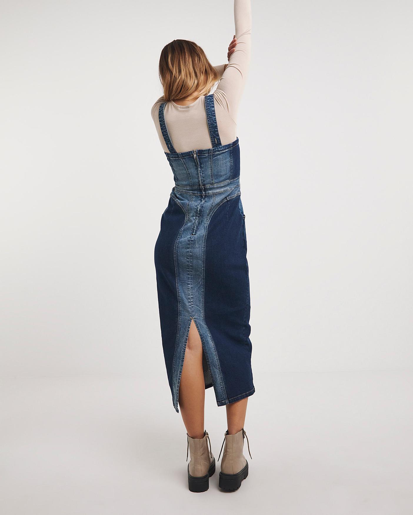 Maxi denim outlet dungaree dress