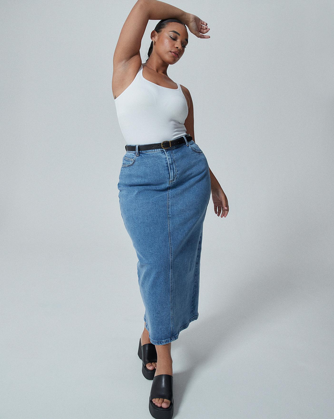 denim pencil skirt