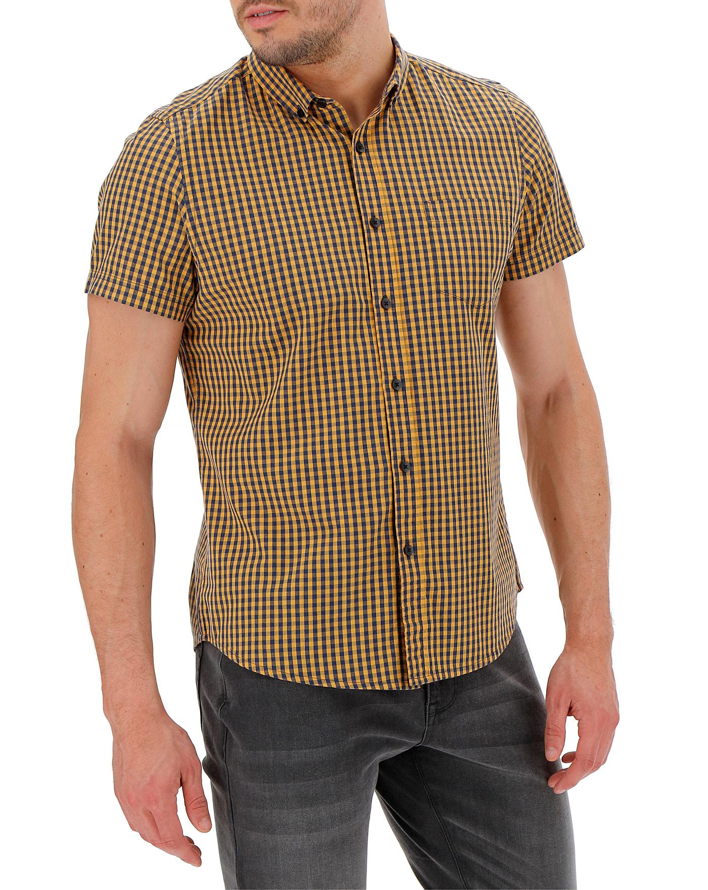 mustard short sleeve dress shirt