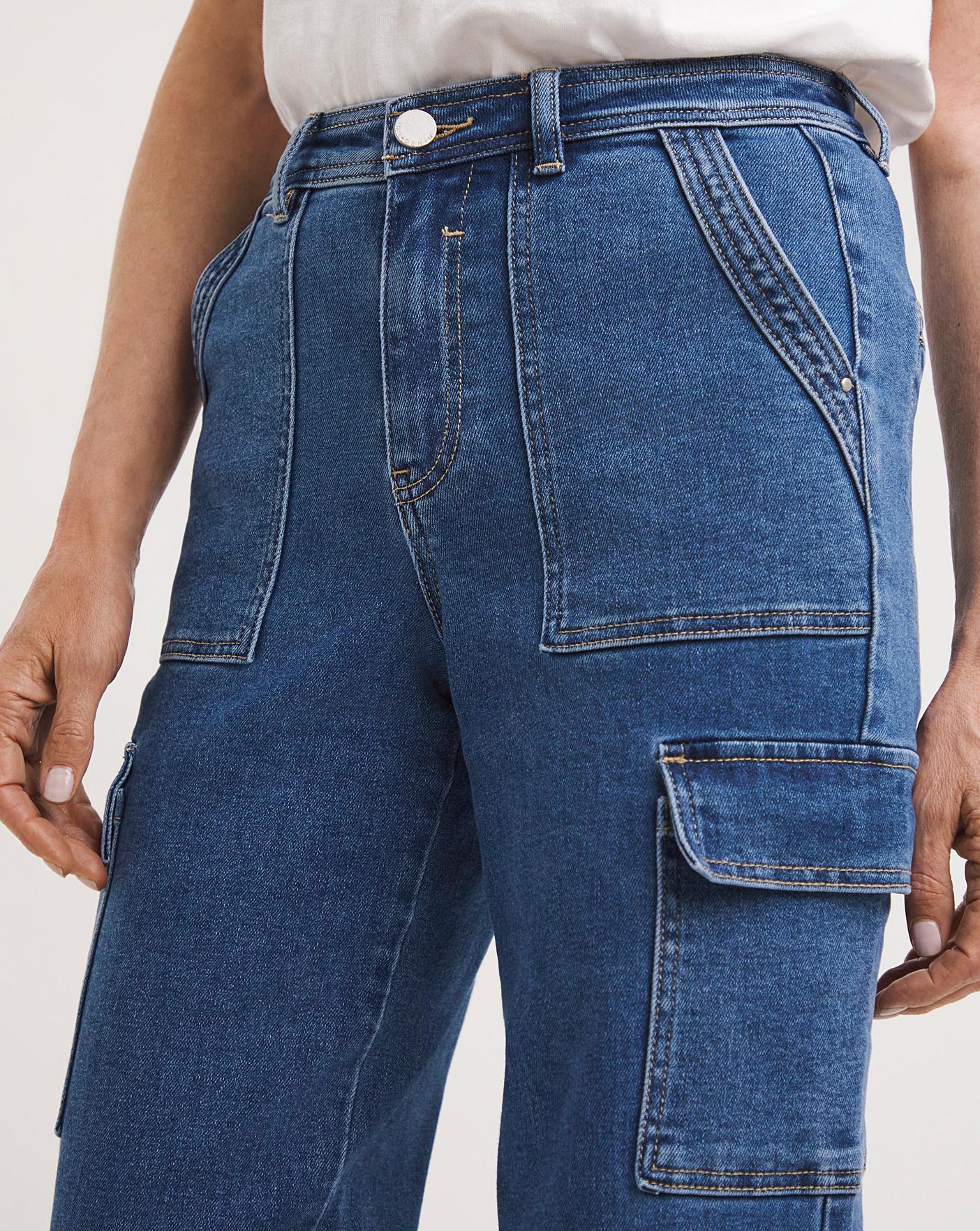 Mid wash cargo pocket on sale jean