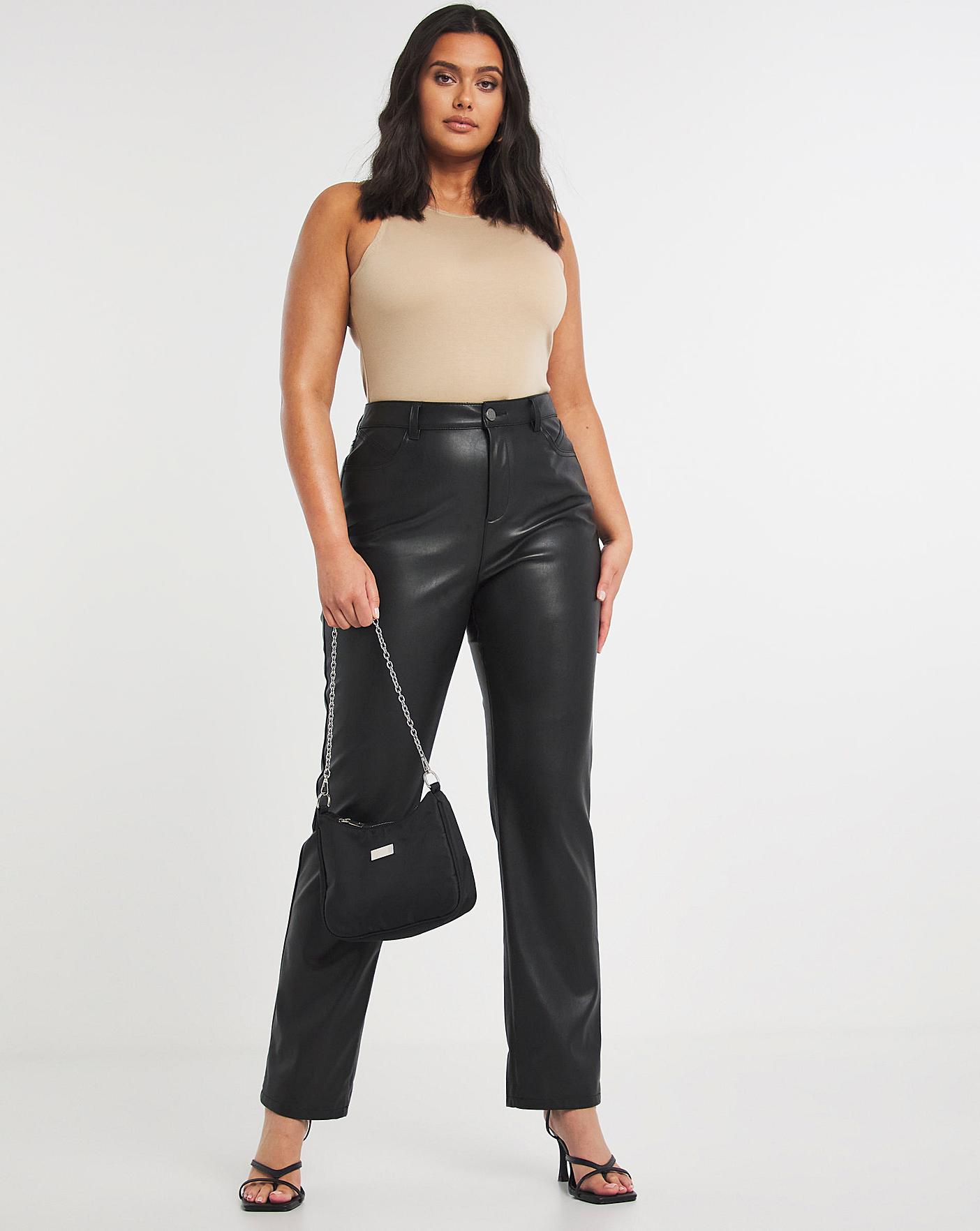 Faux leather trousers in slim fit, length 27.5