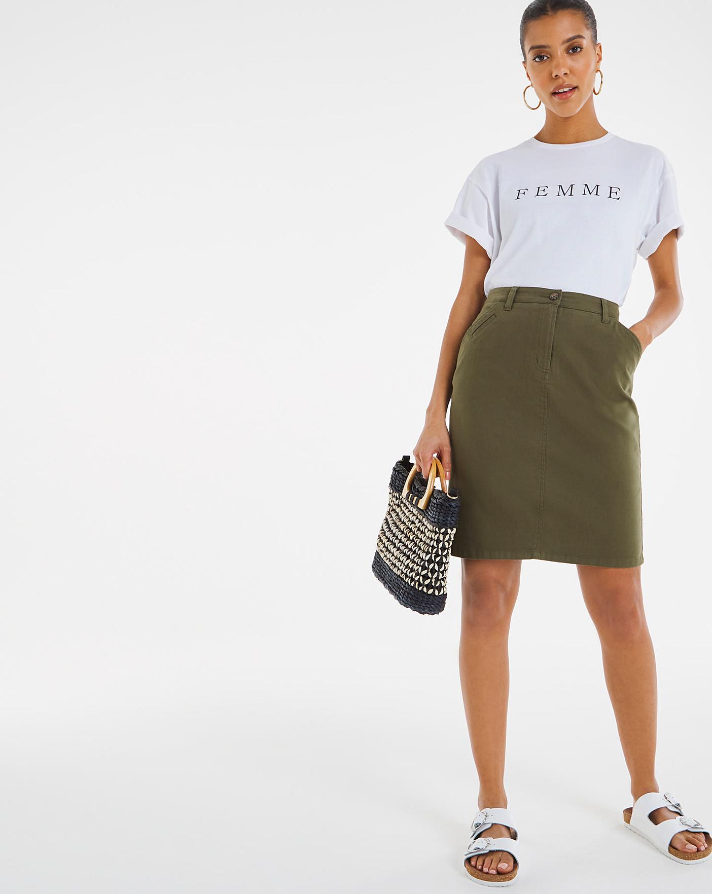 stretch chino skirt