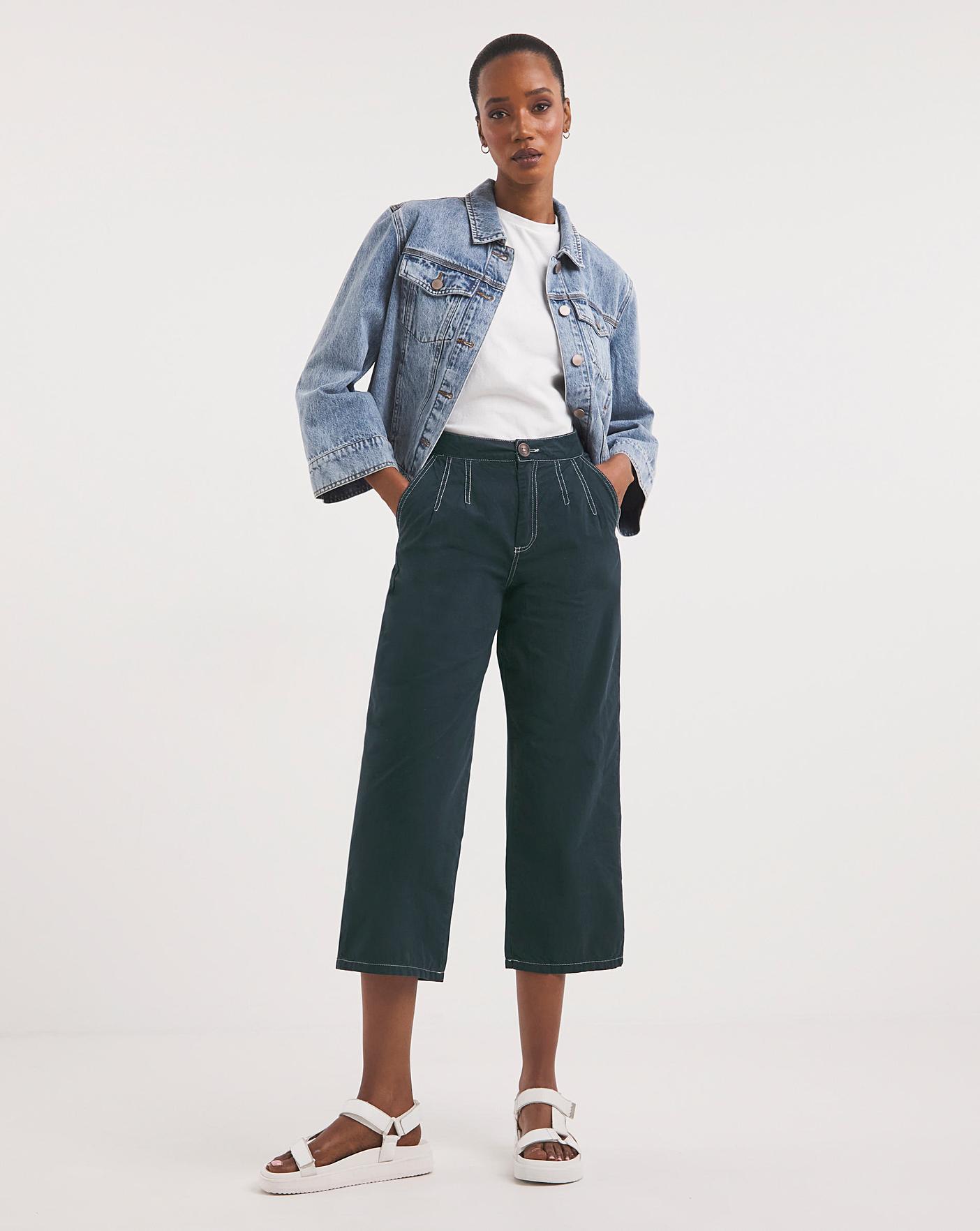Monsoon Layla Linen Cropped Trousers Navy at John Lewis  Partners