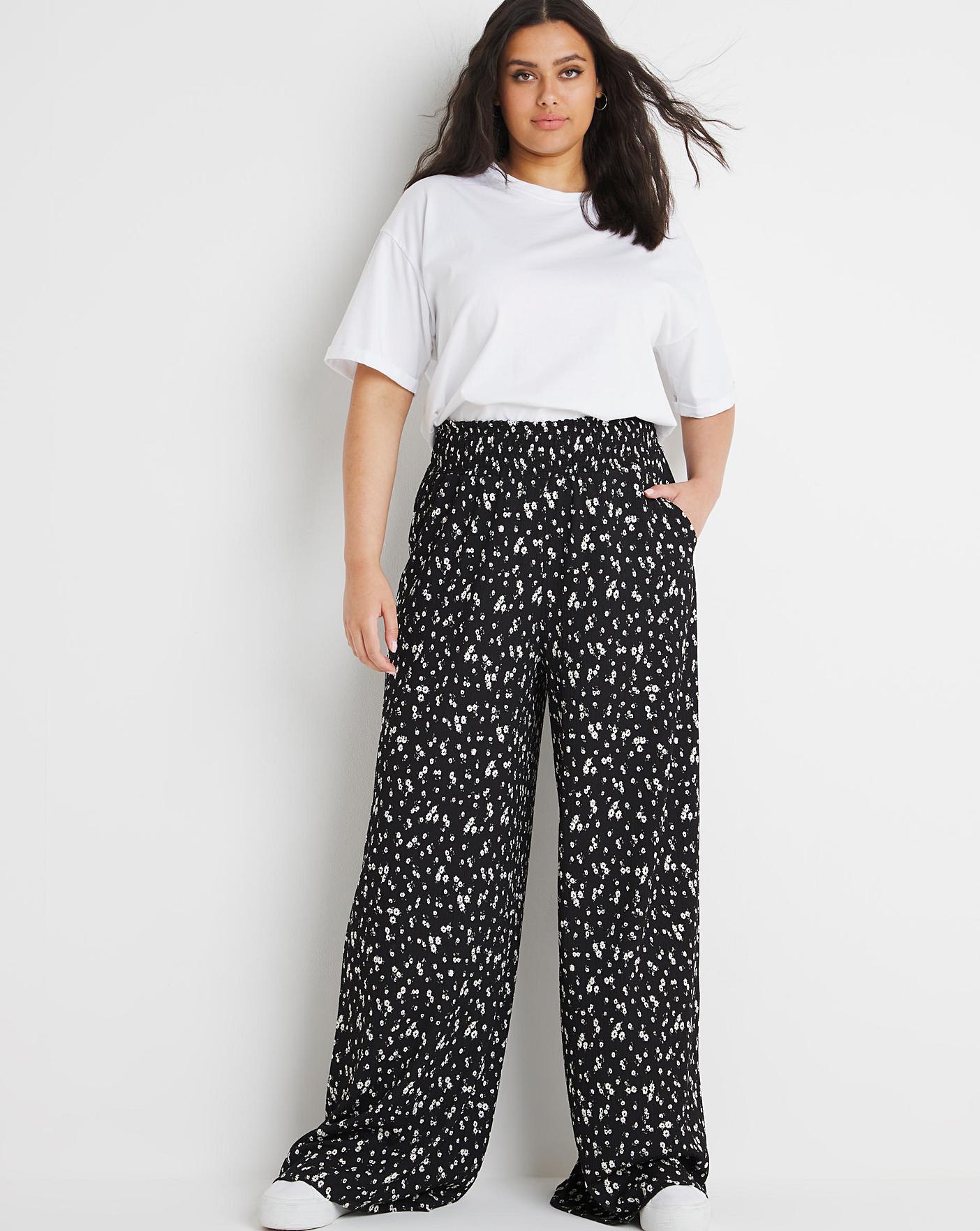 Ditsy Floral Waffle Wide Leg Trousers