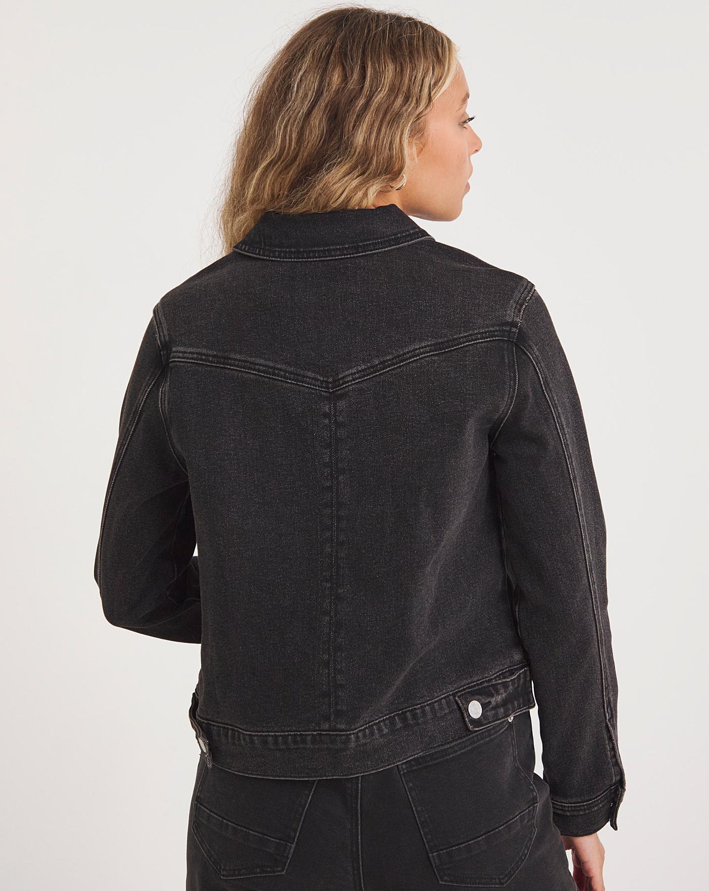 Zip Front Black Denim Jacket | Fashion World