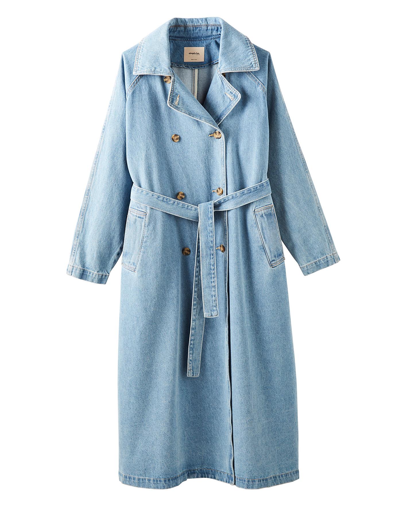 Mid Blue Belted Denim Trench Coat | Crazy Clearance