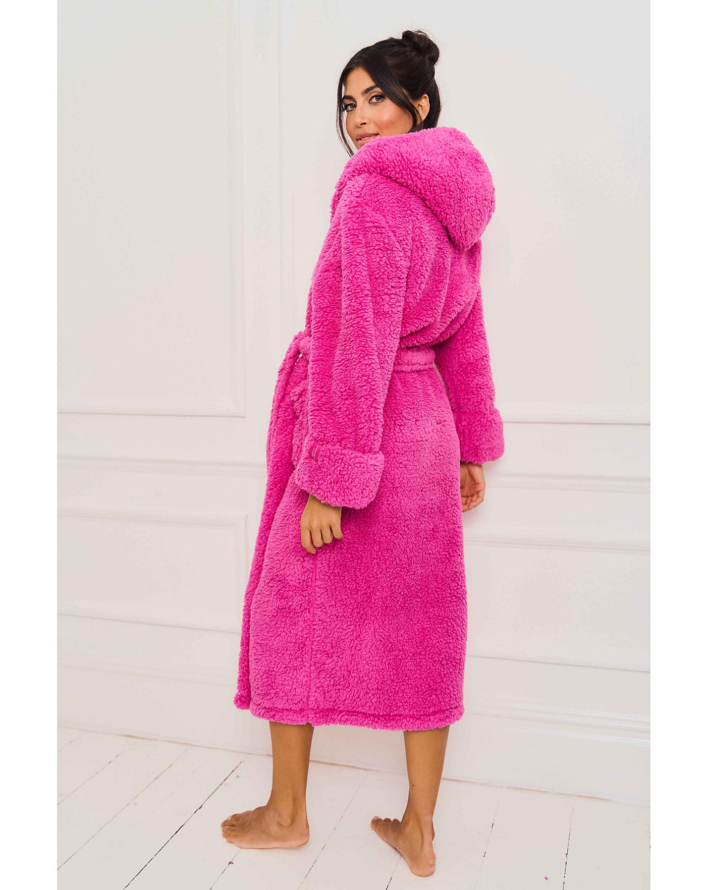 Long pink clearance fluffy dressing gown