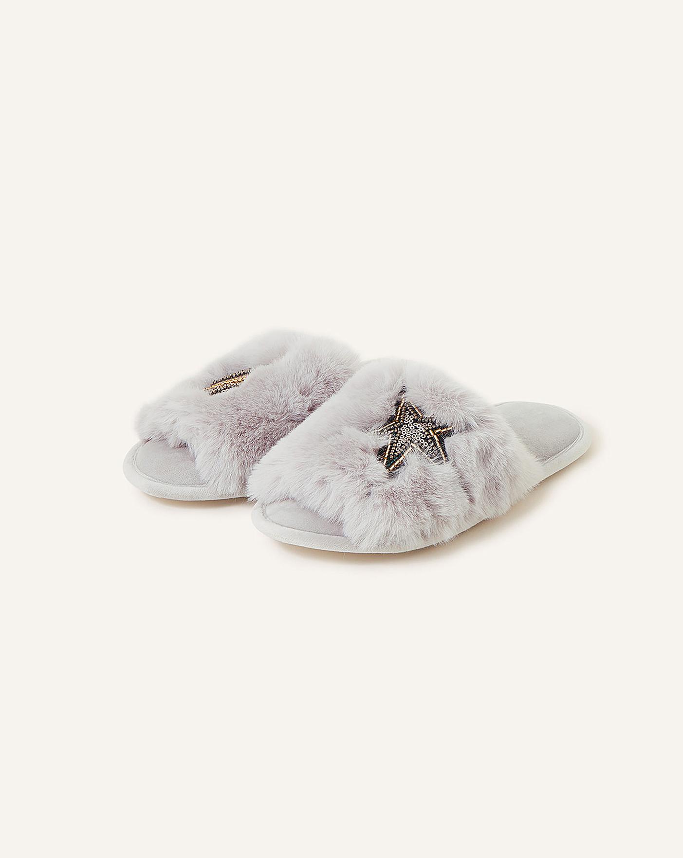 Accessorize Faux Fur Planet Slippers Simply Be