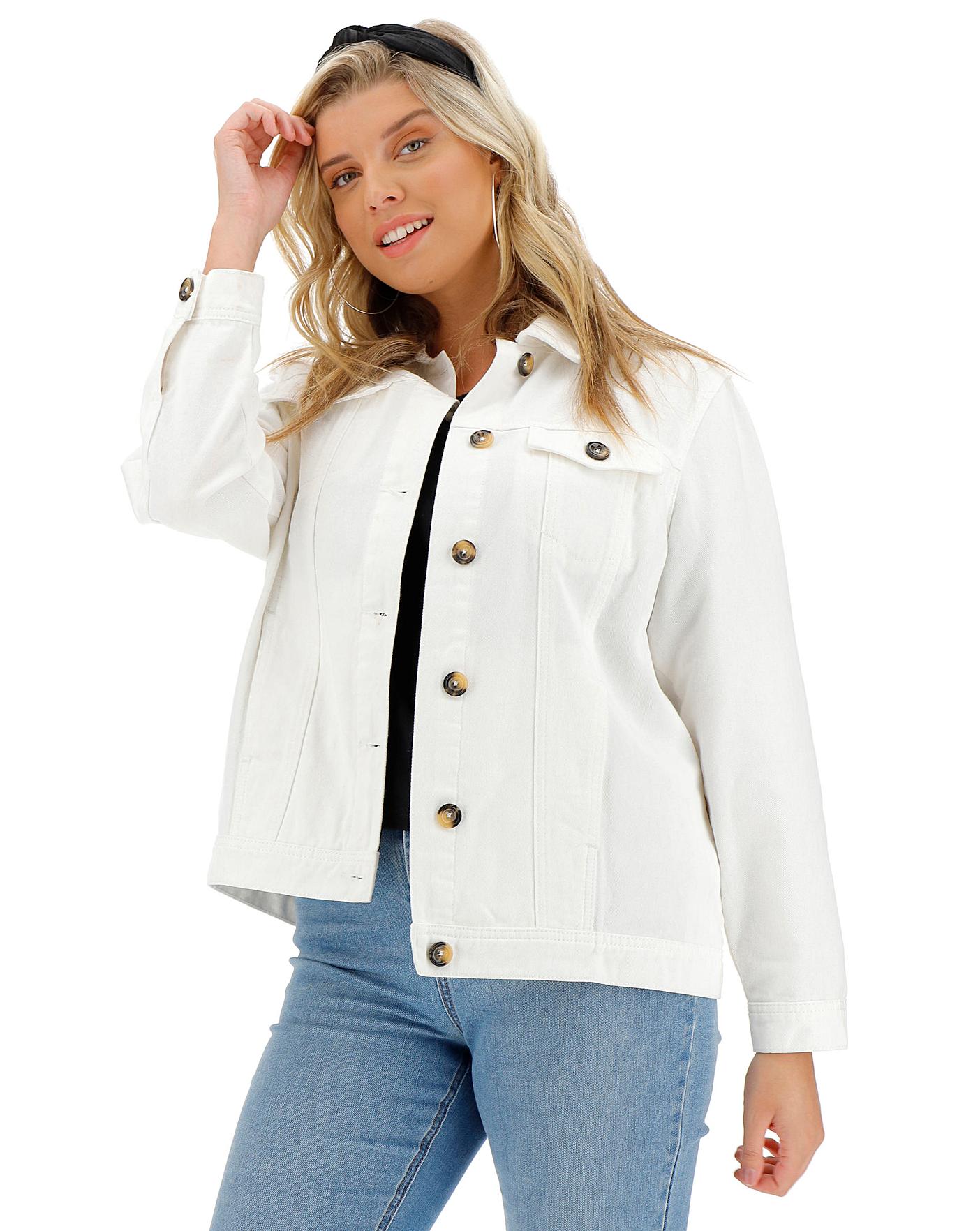 White Denim Oversized Jacket on Sale 