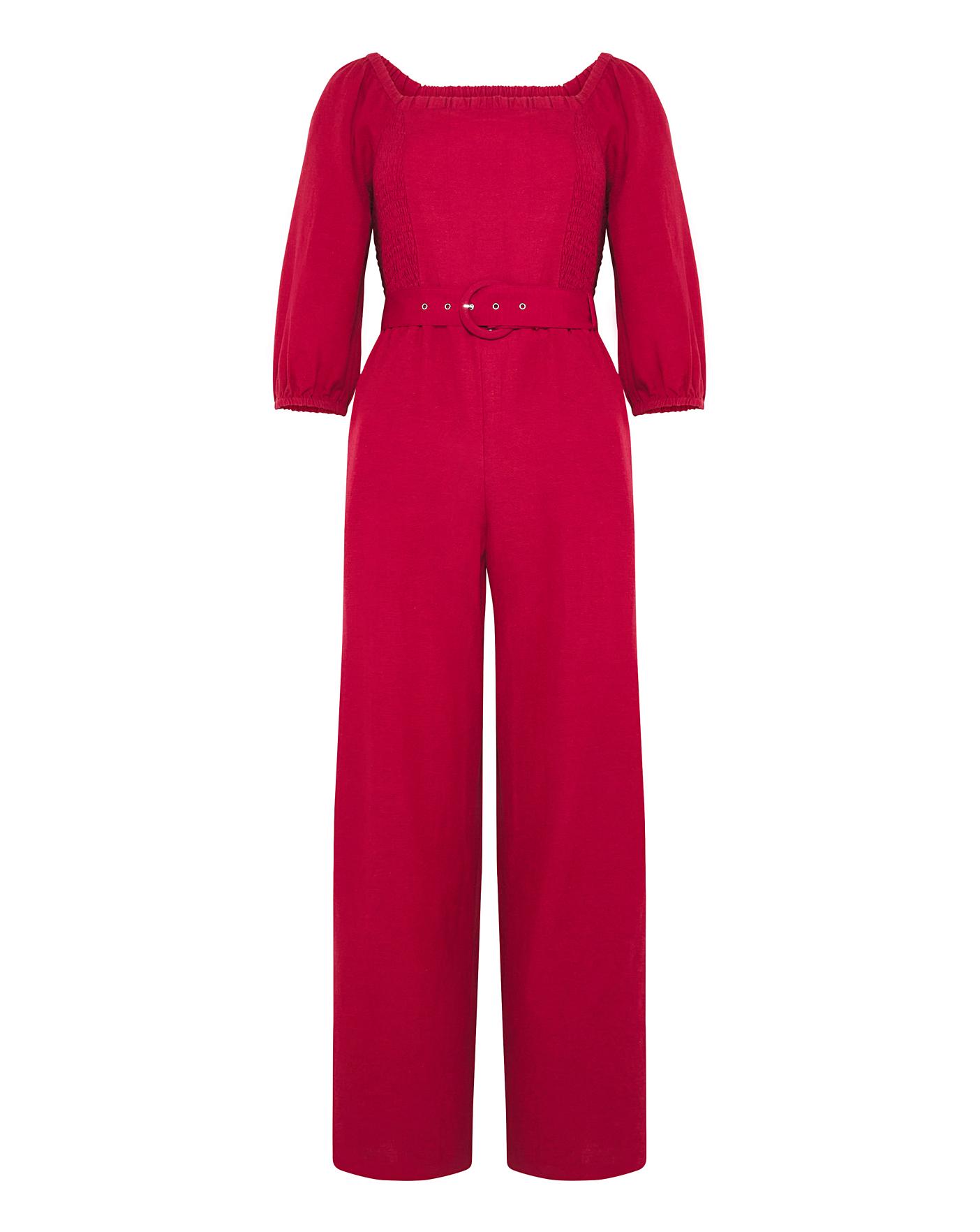 Square Neck Puff Sleeve Belted Jumpsuit | Oxendales