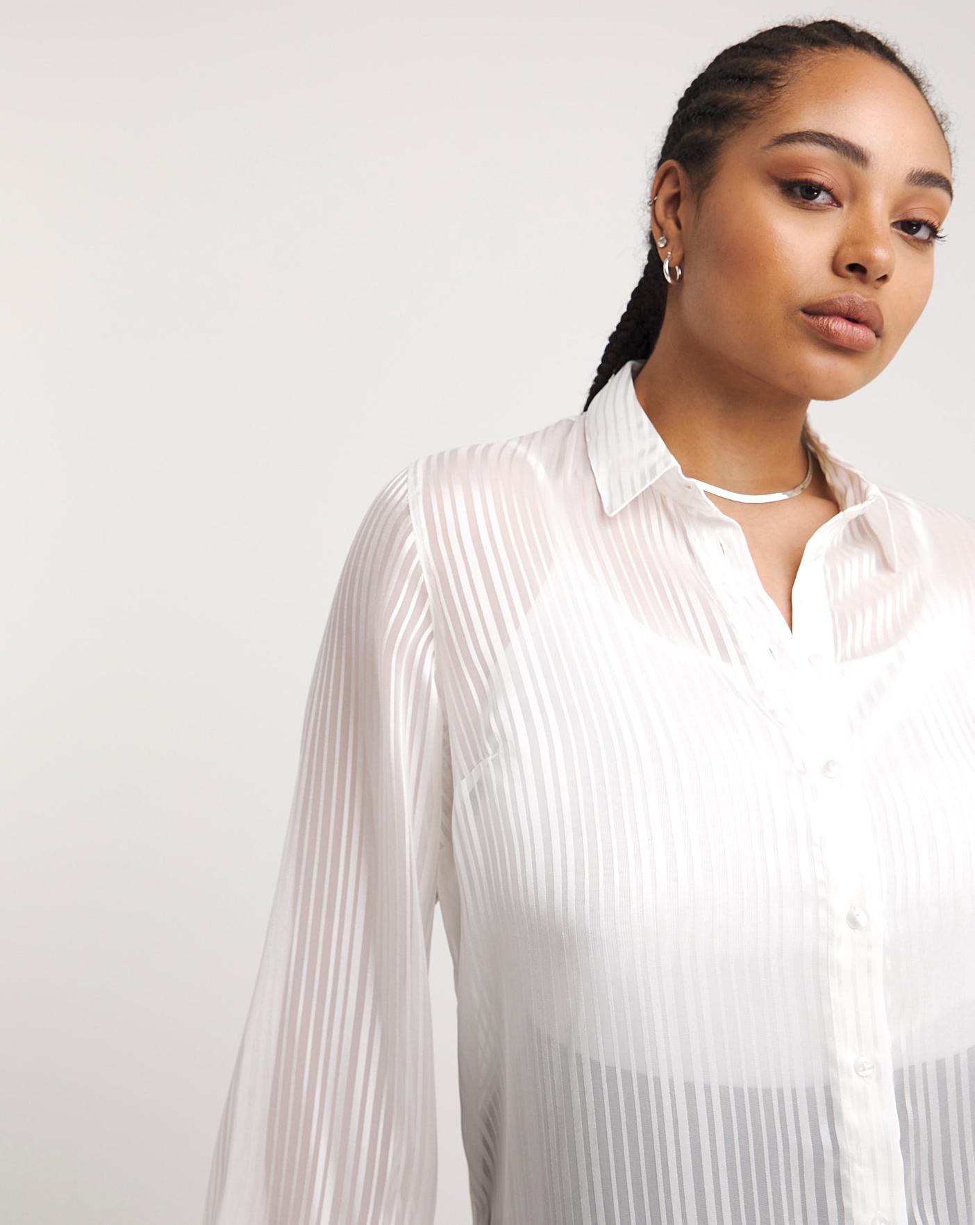 Sheer white best sale dress shirt