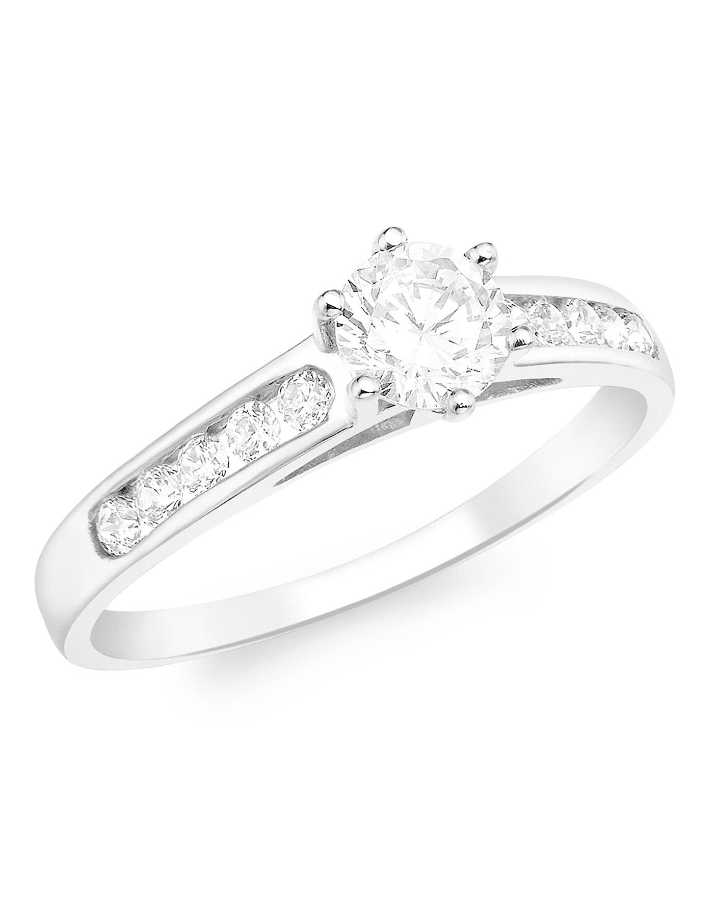 9 Carat White Gold Cubic Zirconia Ring | Simply Be