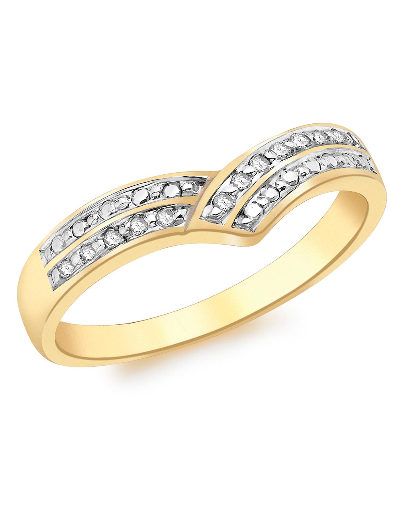 9ct gold diamond wishbone ring