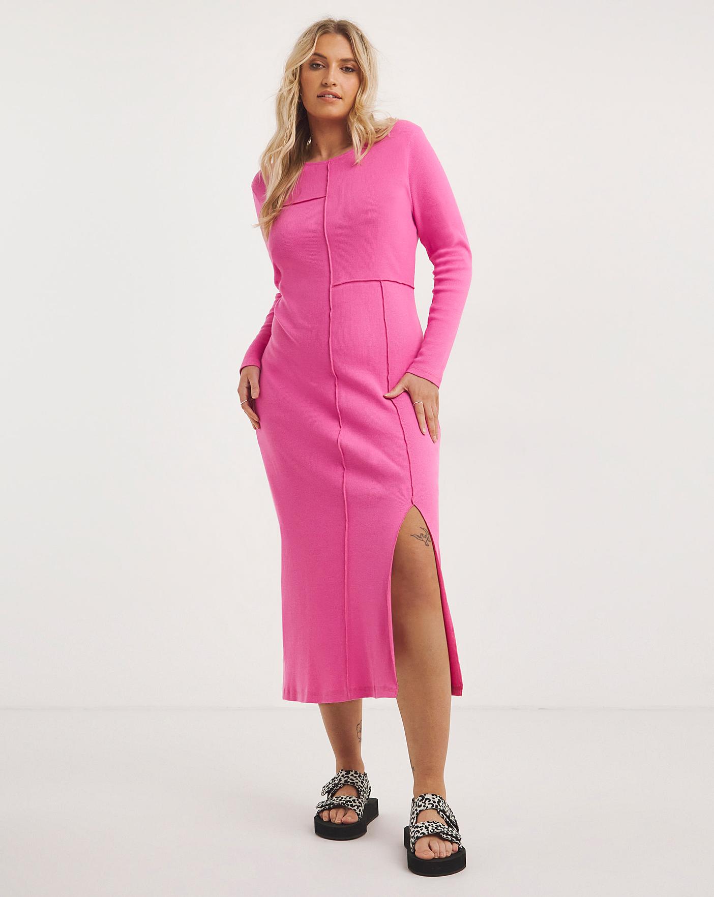 Pink stitch dress best sale