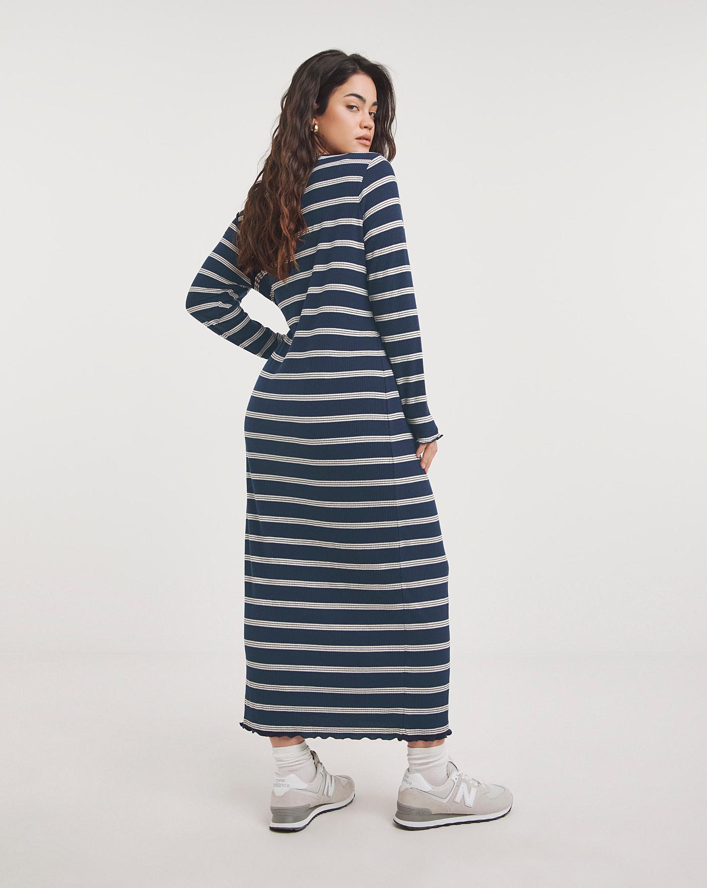 Long blue 2024 striped dress