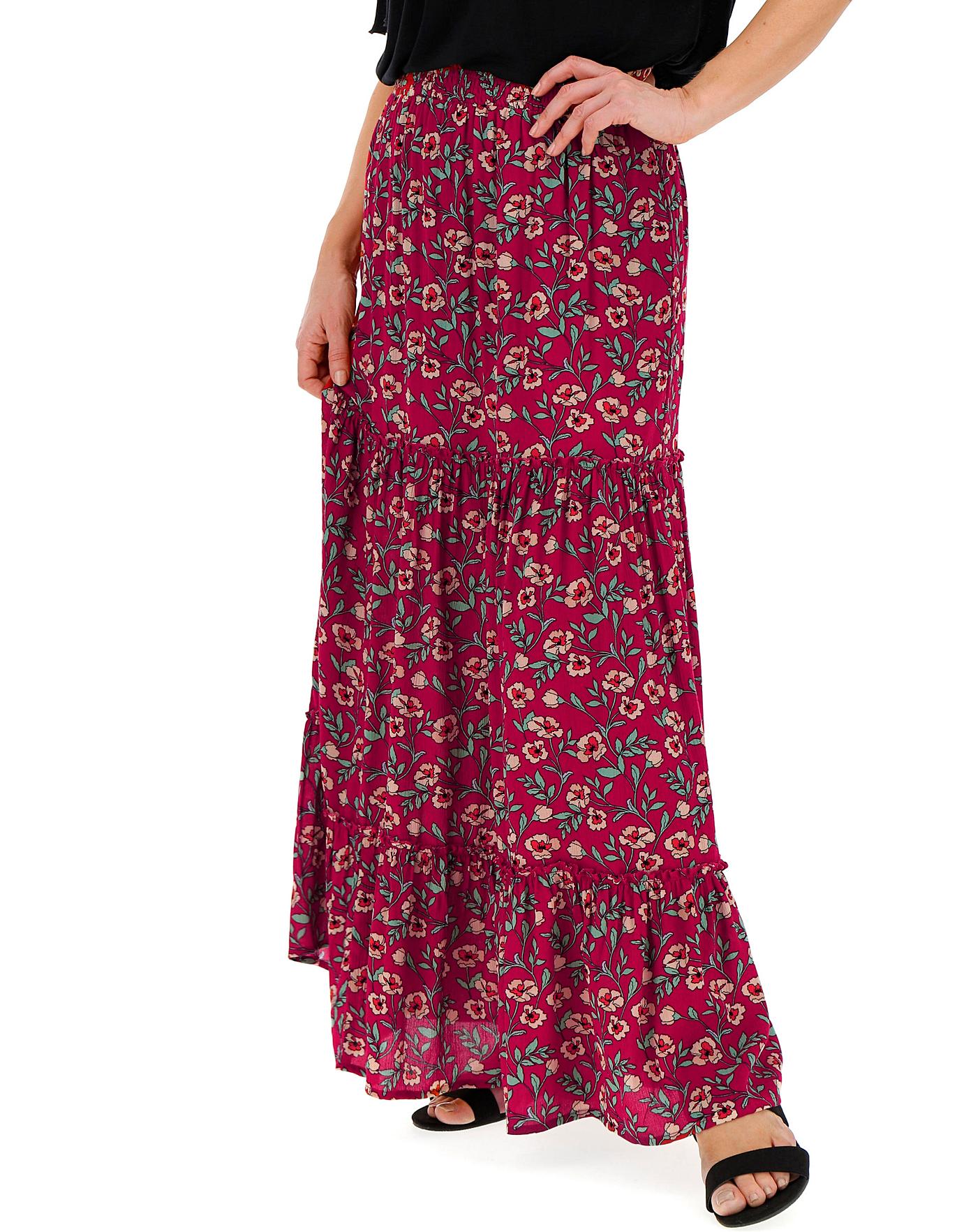 crinkle shirred waist maxi skirt