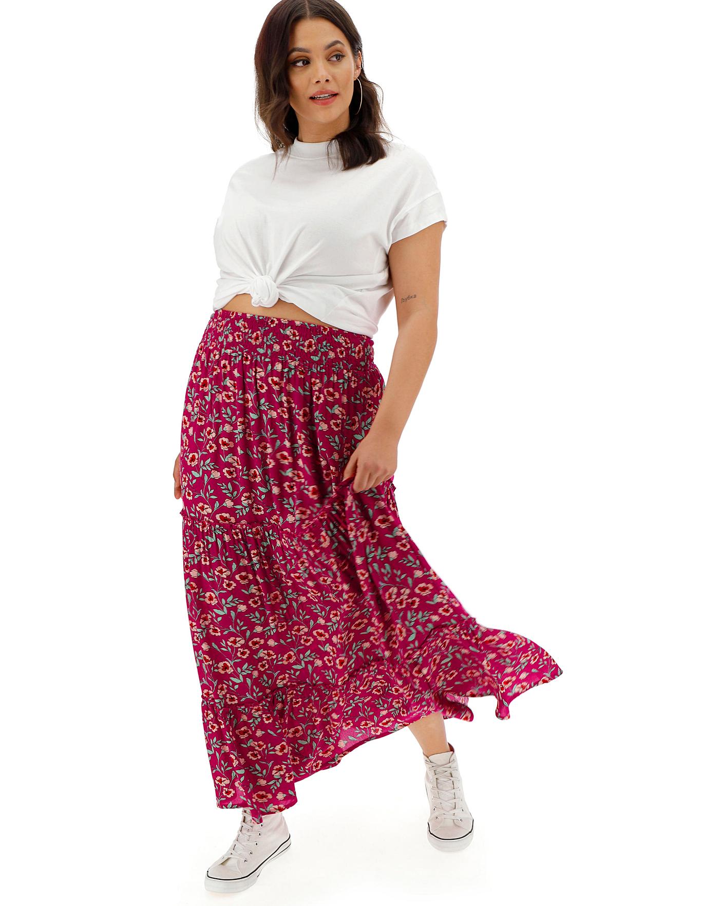 crinkle shirred waist maxi skirt