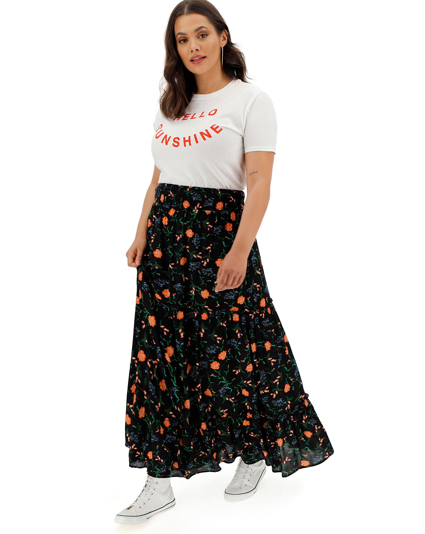 crinkle shirred waist maxi skirt