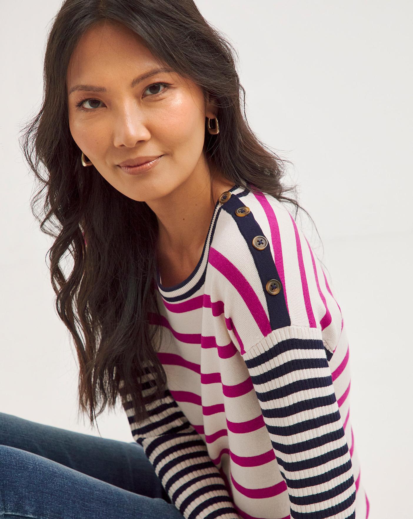Julipa Striped Ribbed Sleeve Jumper Oxendales