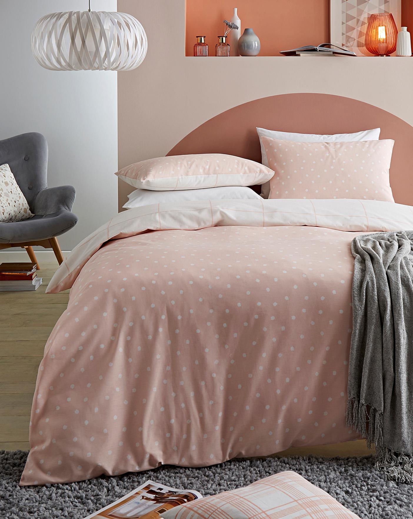 Opal Coral Polka Dot Duvet Cover Set J D Williams