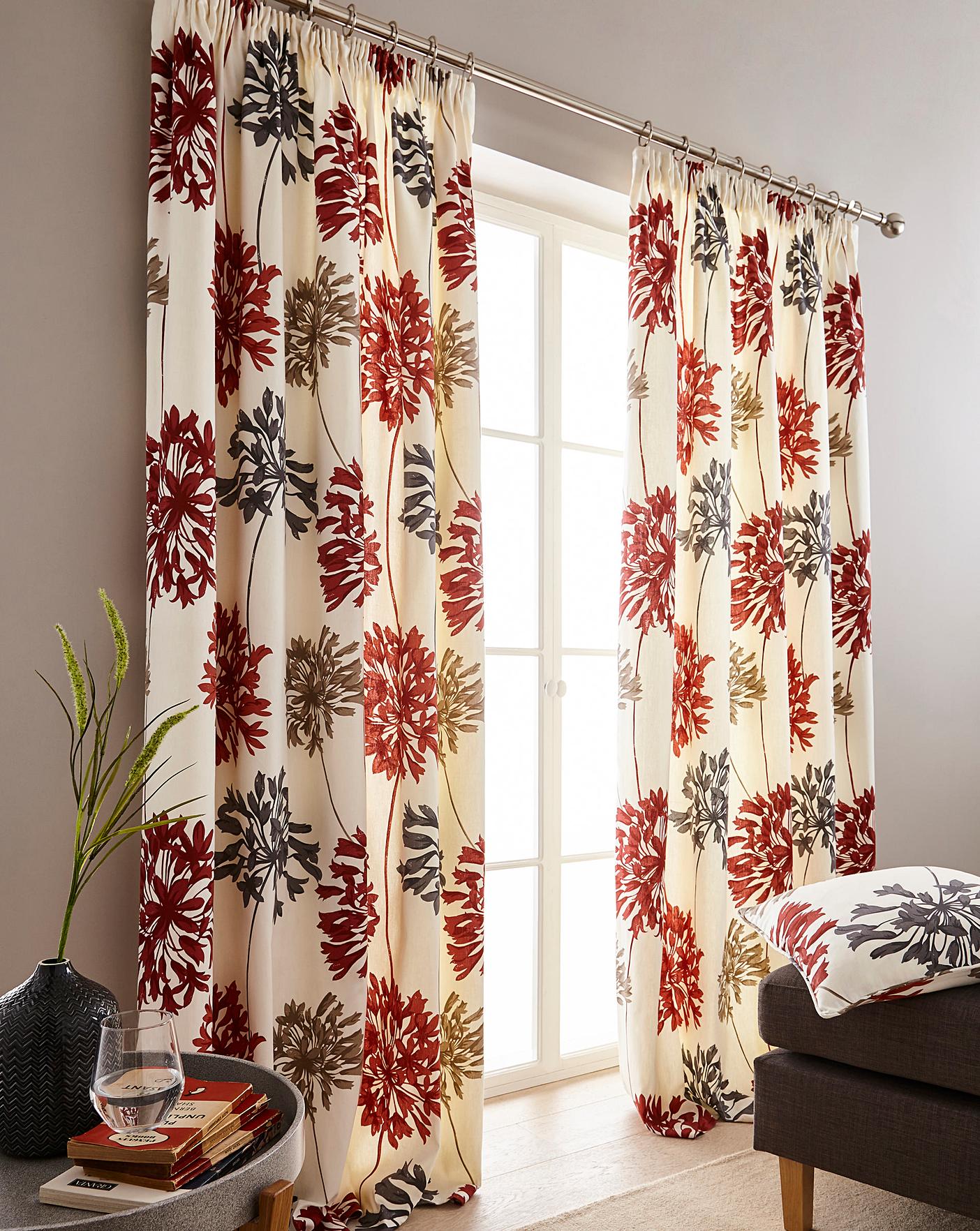 Millie Floral Pencil Pleat Curtains J D Williams