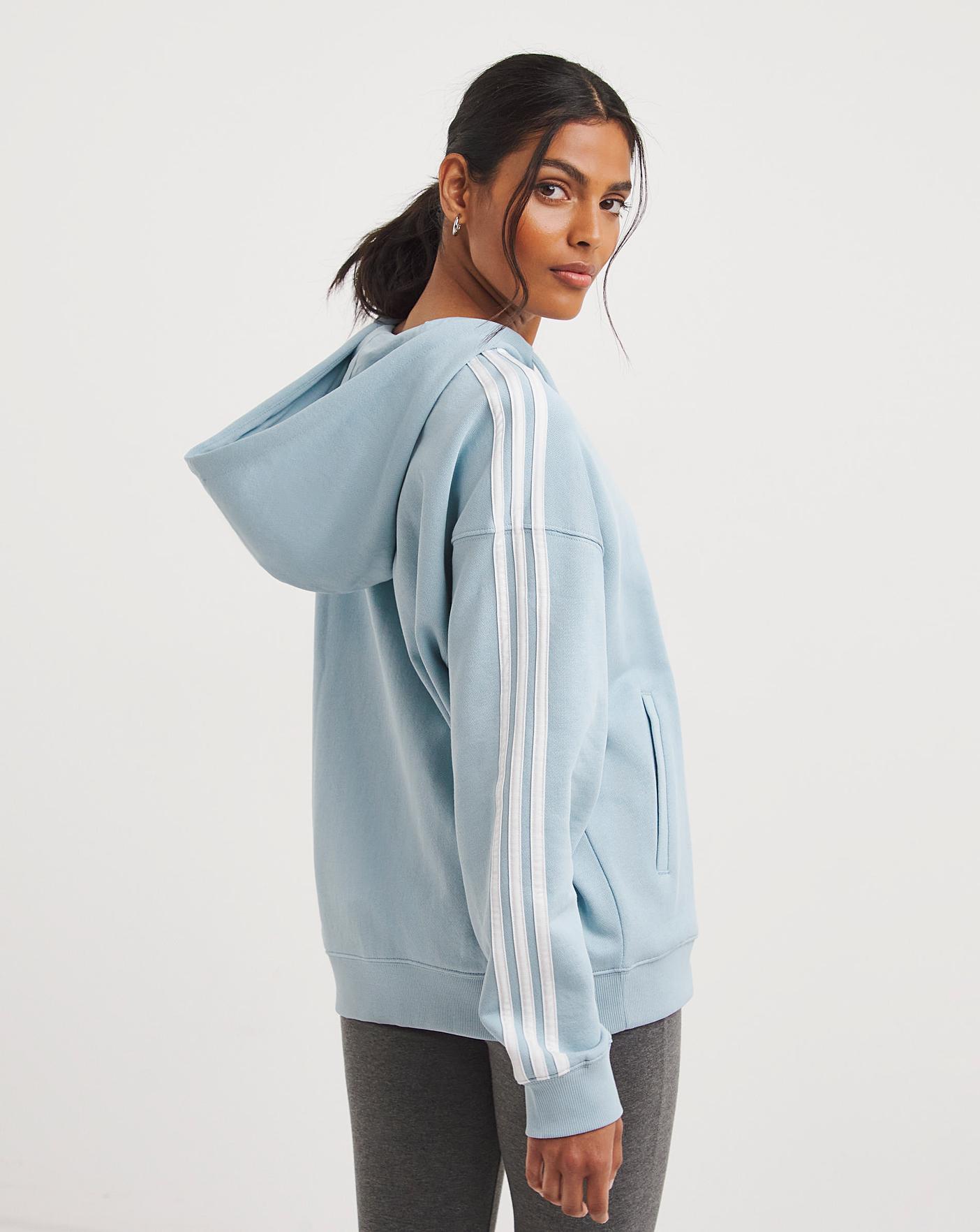 adidas 3 Stripes Fleece Full Zip Hoodie | J D Williams