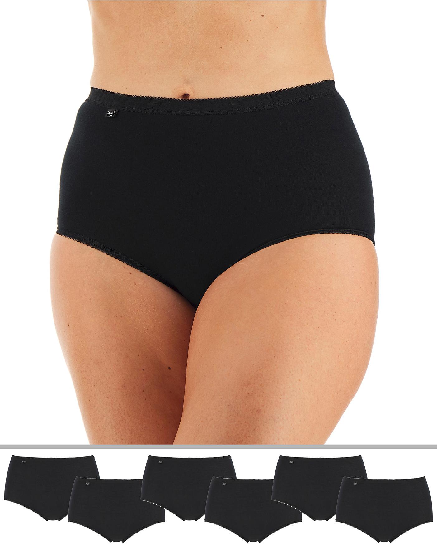 Sloggi MIDI Briefs Knickers 4 Pack Basic 95% Cotton Lingerie Mid Rise Nude  Skin, Black, 18 : : Clothing, Shoes & Accessories