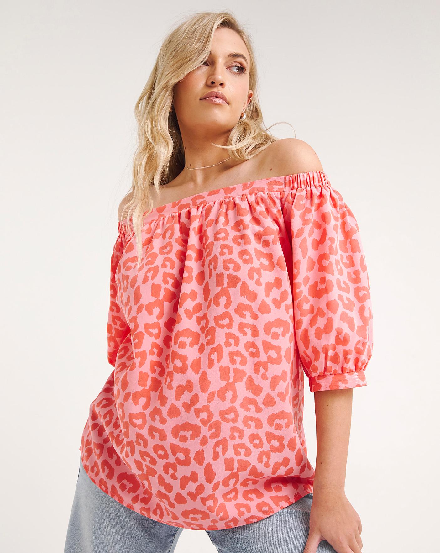 Leopard bardot top hot sale