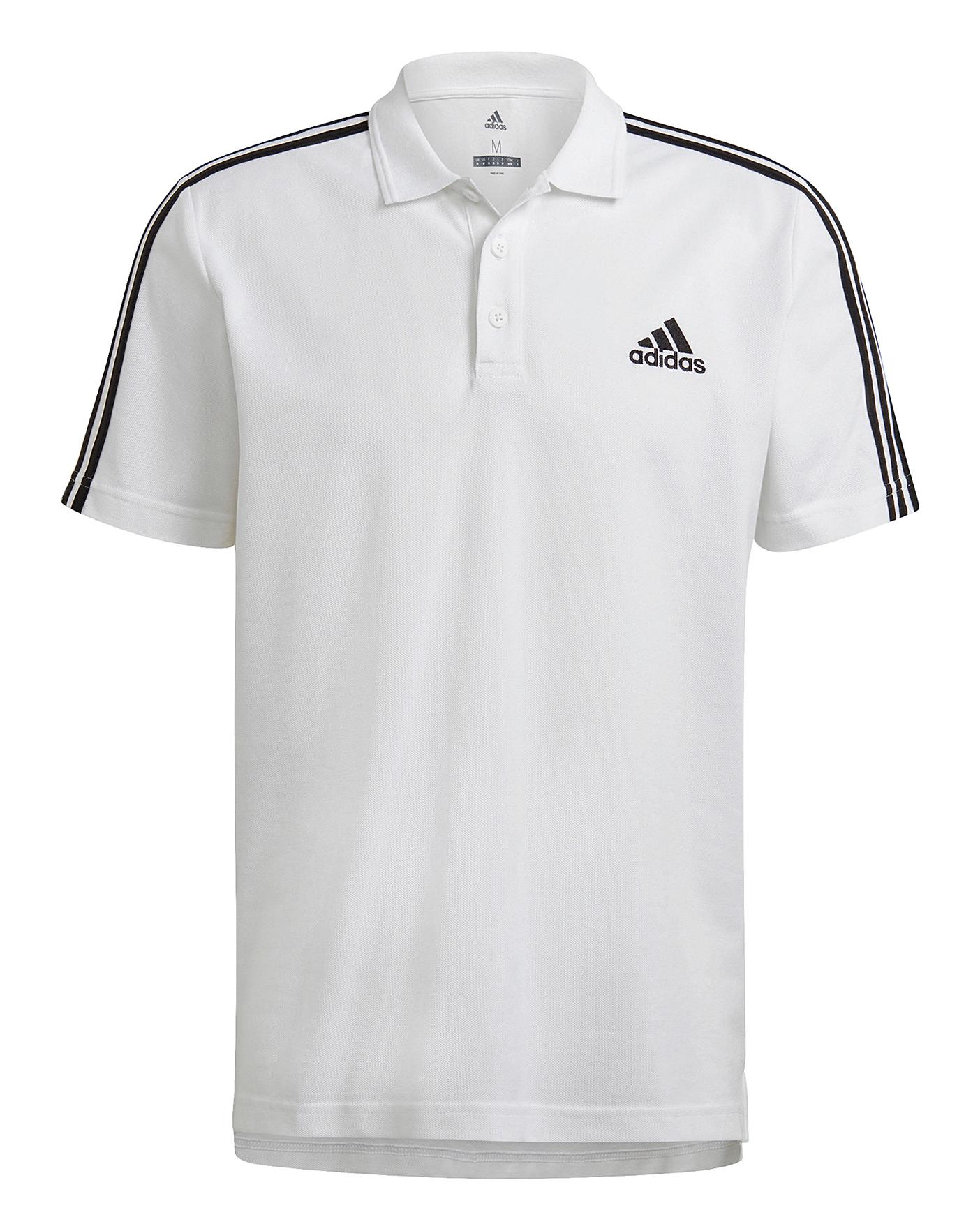 adidas essentials 3 stripe polo shirt
