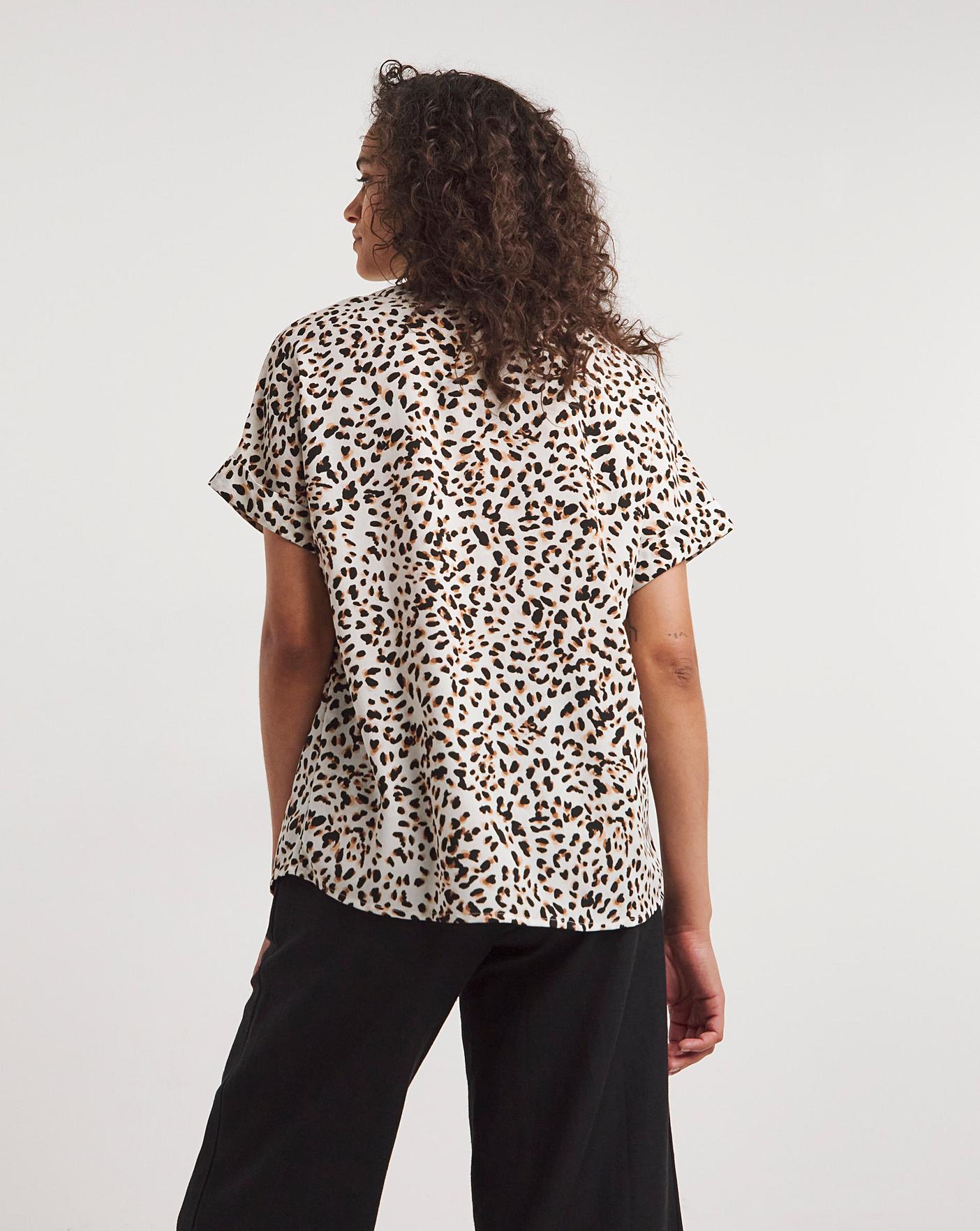 Short sleeve leopard on sale shirt