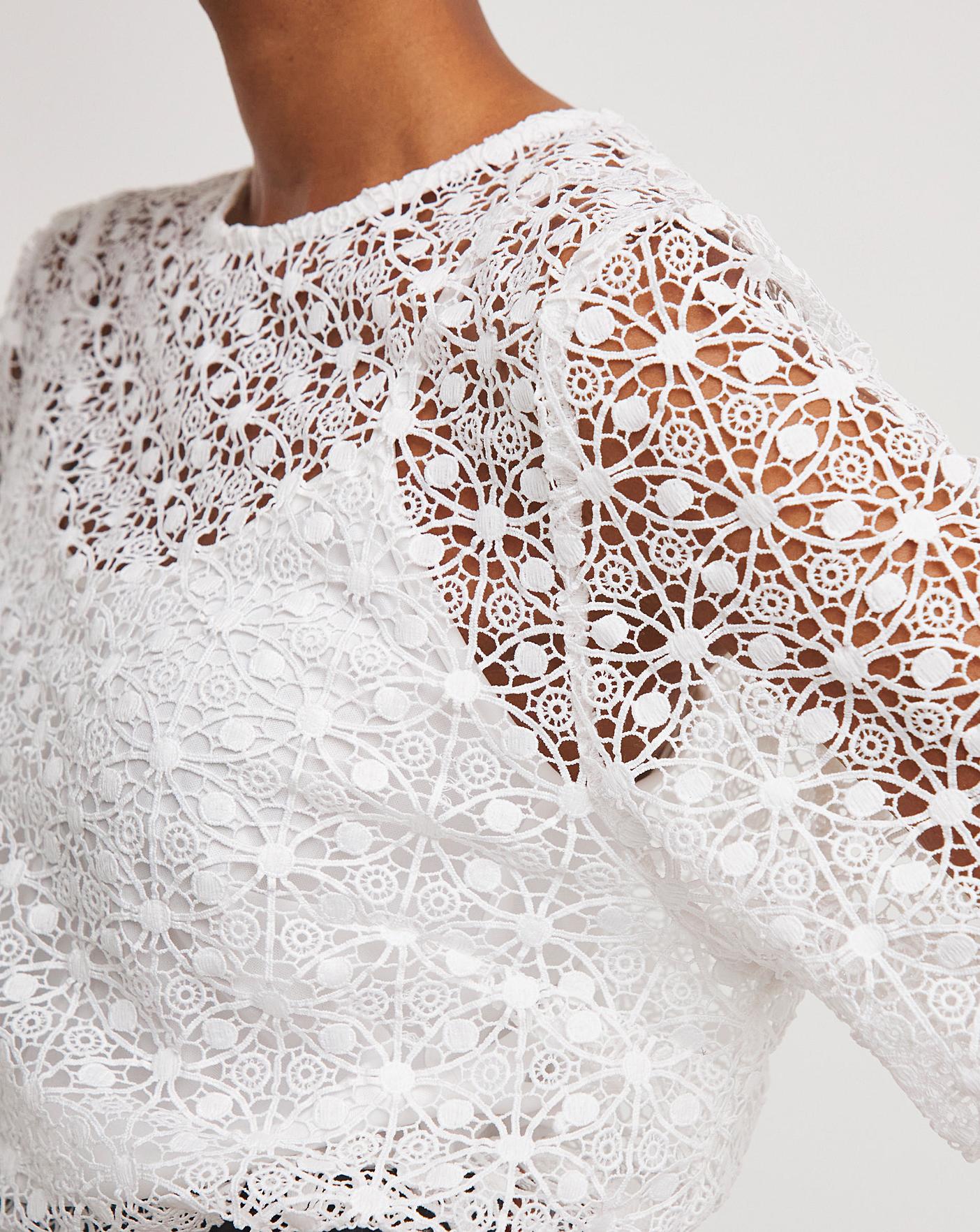 Volume Sleeve Lace Top | J D Williams