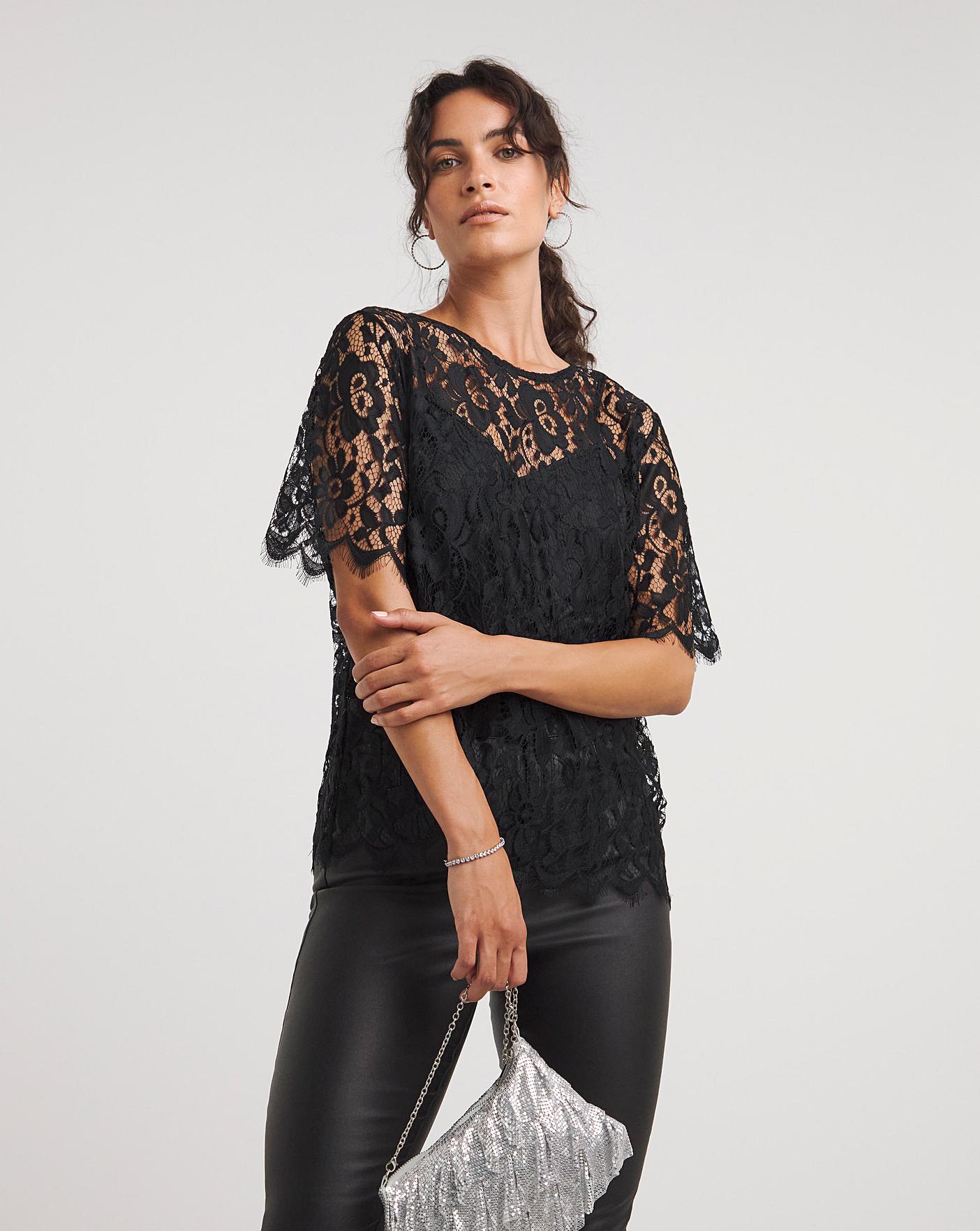 Lace Short Sleeve Top | J D Williams