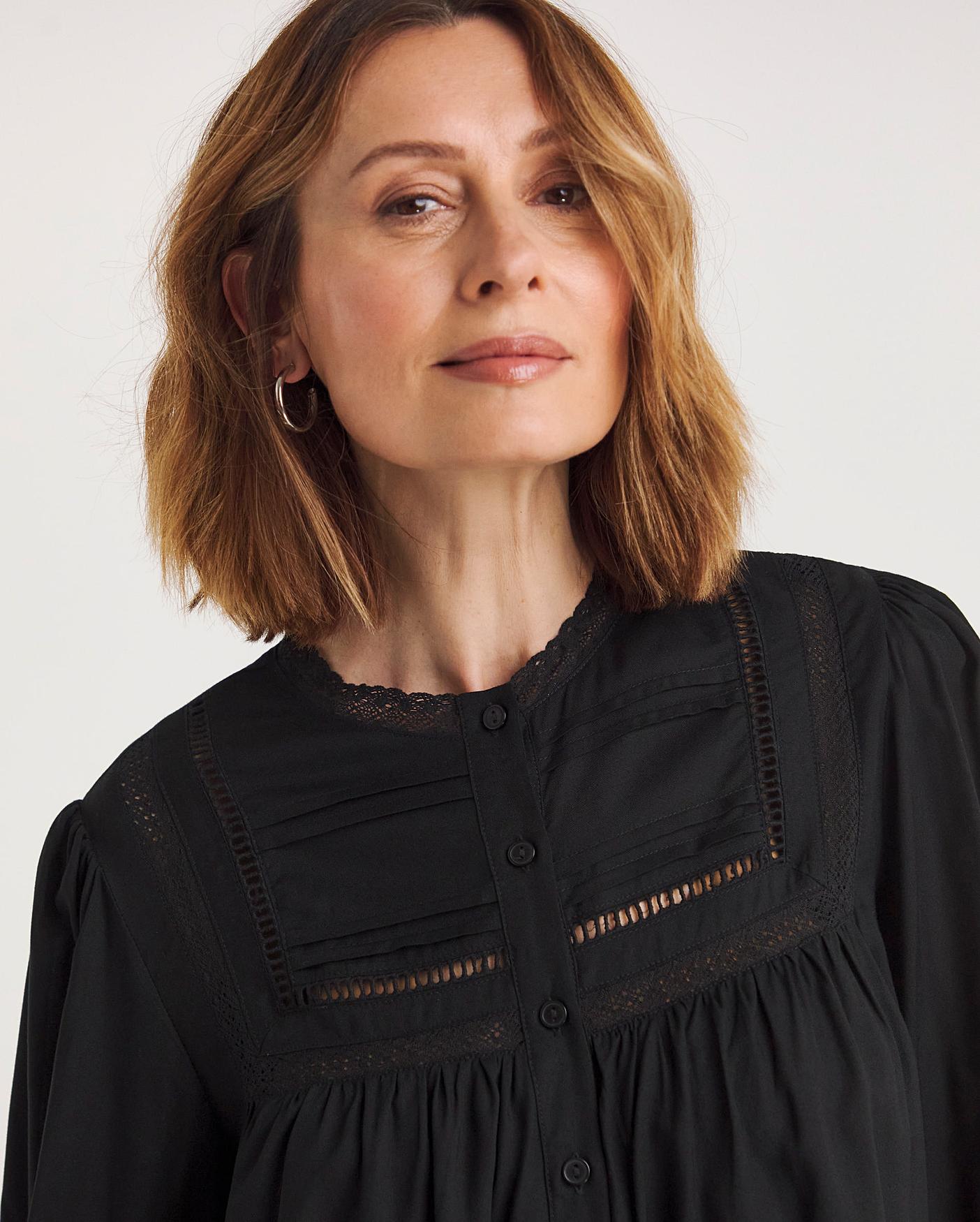 Crochet Trim Button Through Blouse J D Williams