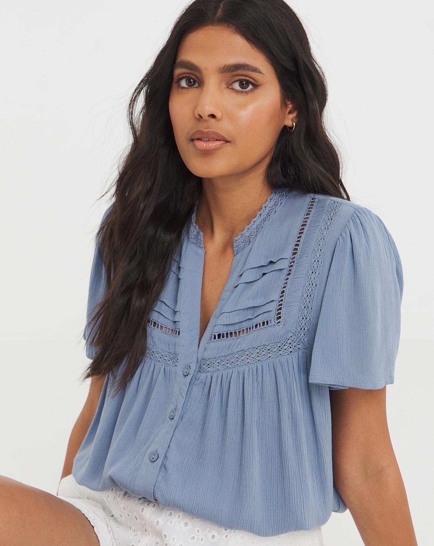 Crinkle Ladder Insert Blouse | Premier Man